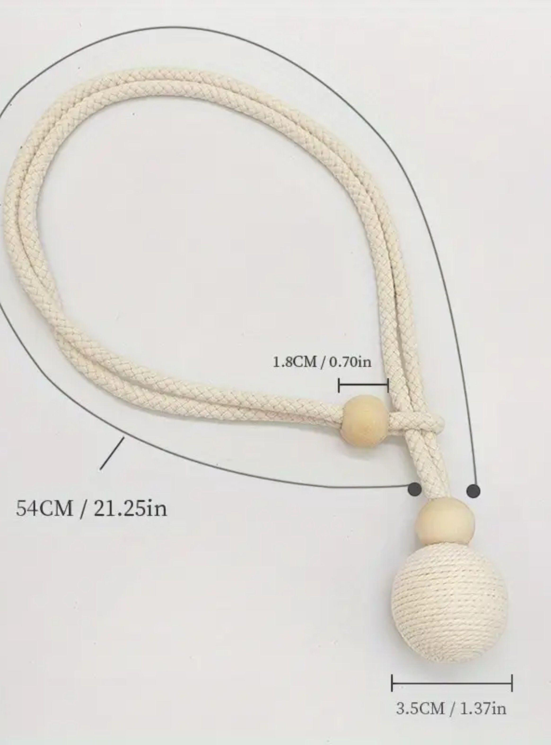 Pack De 02 Sujetadores Para Cortinas - Bola Tejida Beige-3