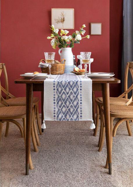 Camino de mesa 35x180cm + Individuales Set de 7 piezas mod02-3