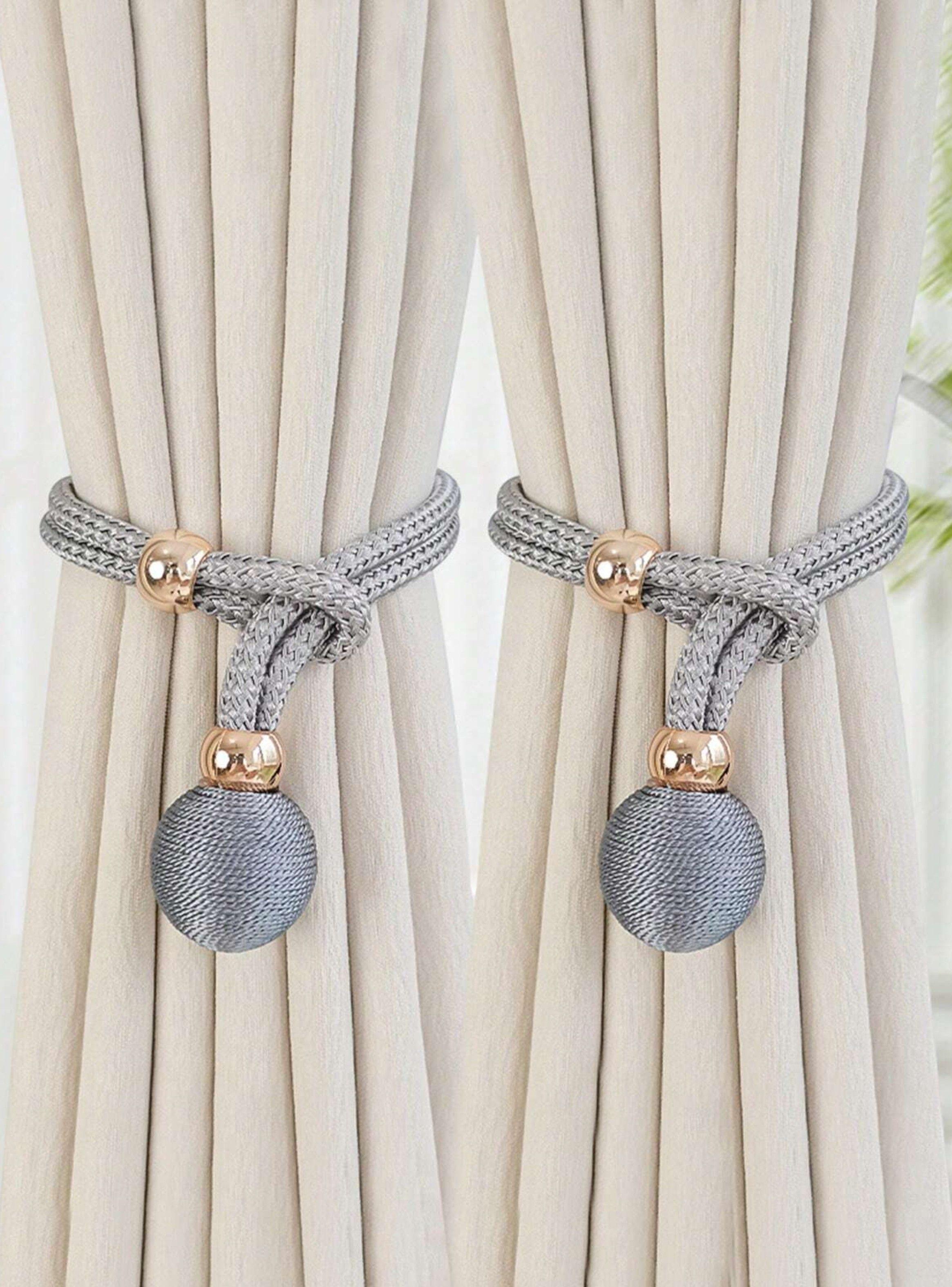 Pack De 02 Sujetadores Para Cortinas - Bola Tejida Gris M2-2