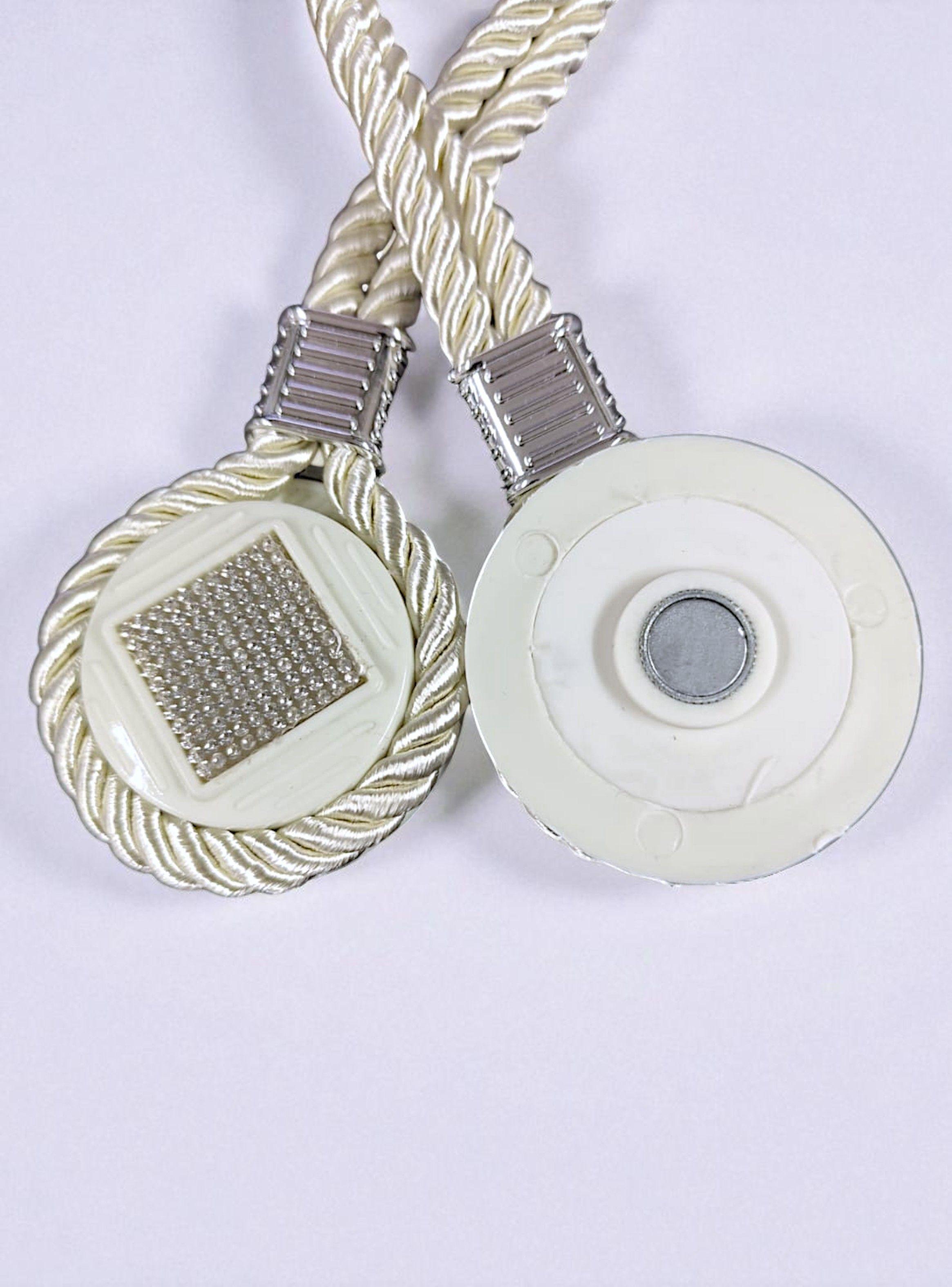 Pack De 02 Sujetadores Magnéticos Para Cortinas Joyas Crema-4