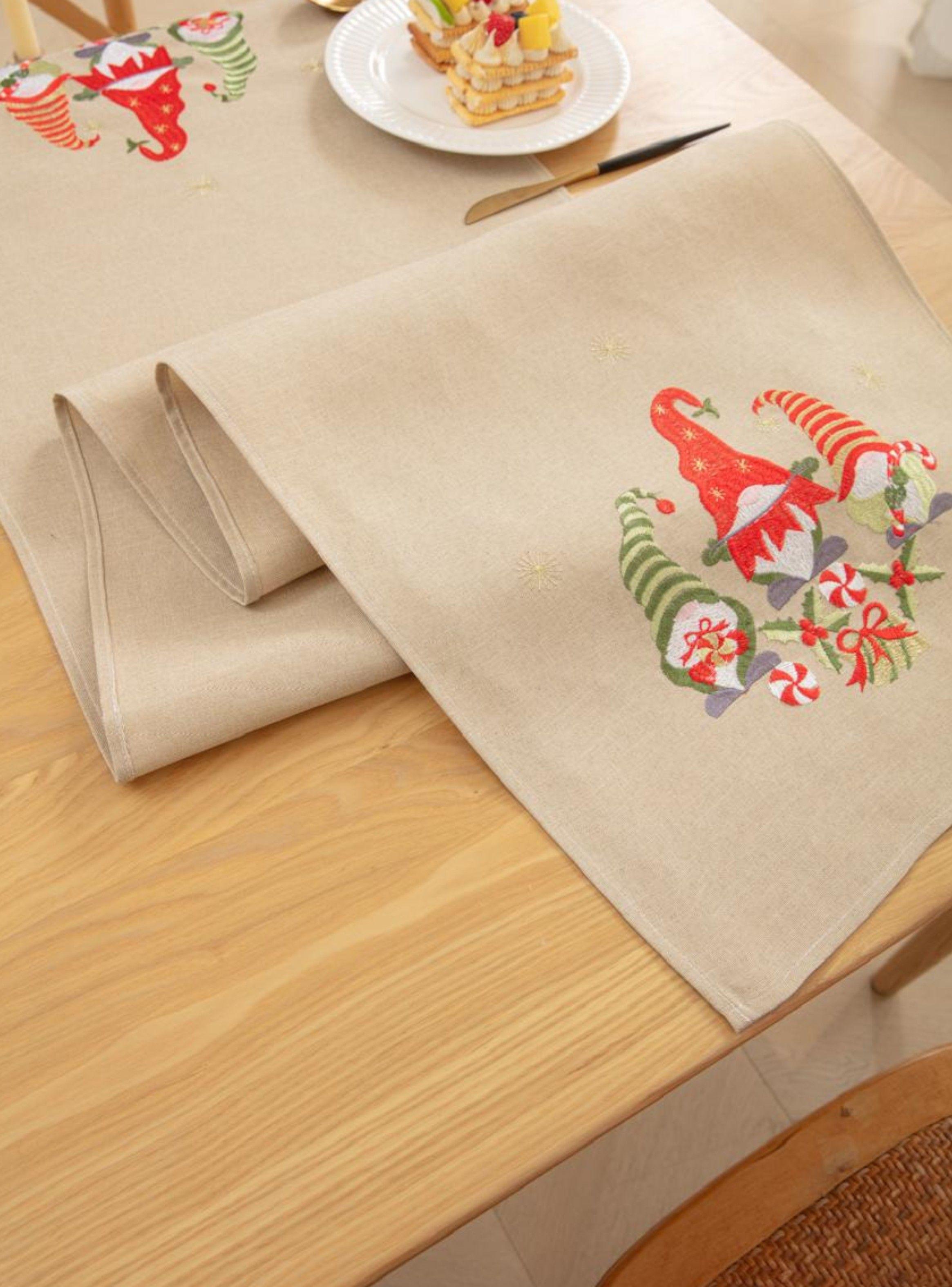 Camino de Mesa Navideño 36x180 cm  Diseño en Arpillera Ideal para Decoración md04-2