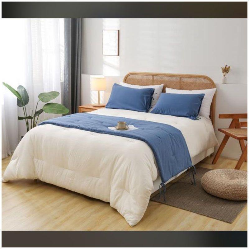 Set Piecera de Lino Azul 80 X 210 +2 fundas-2
