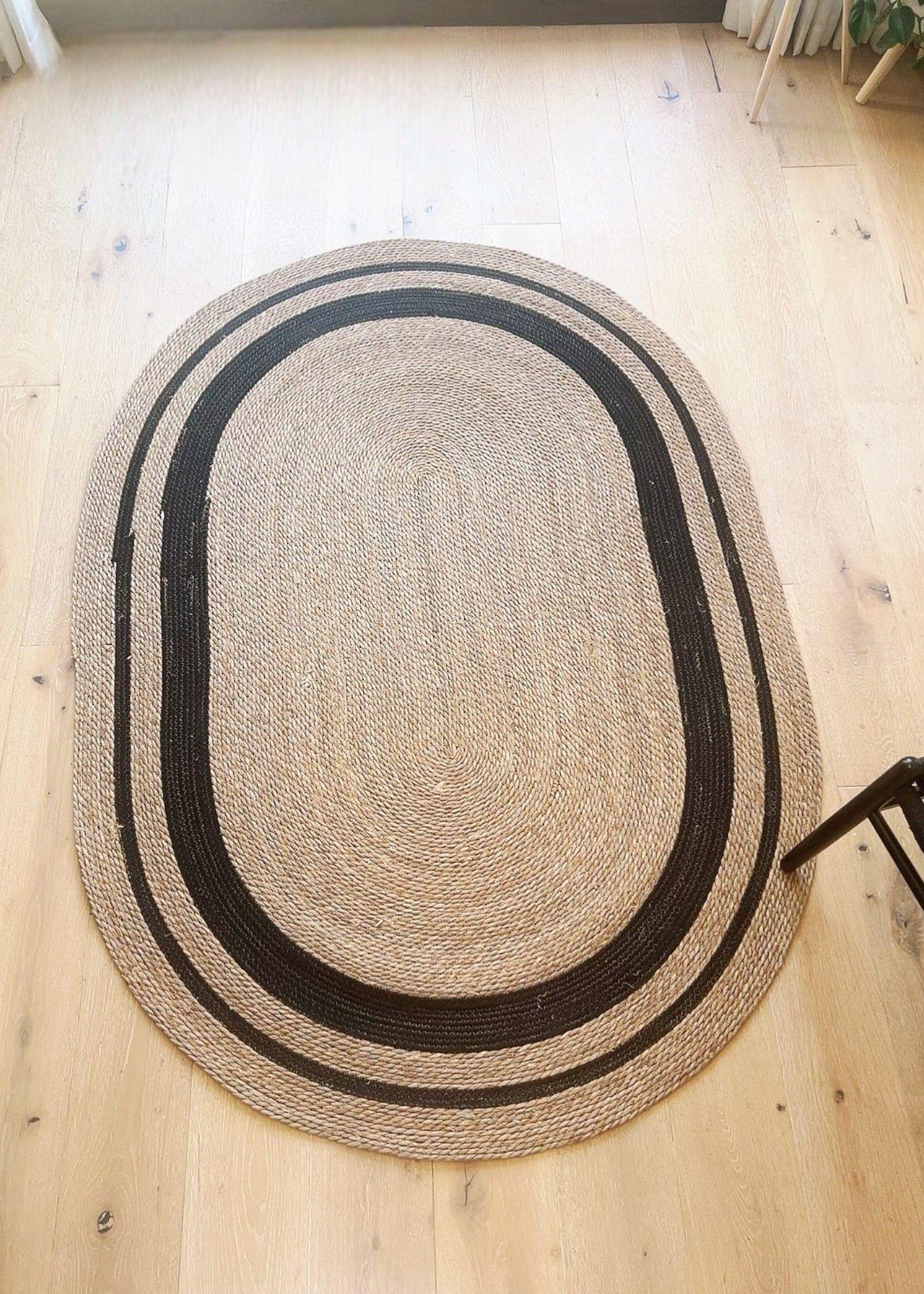 Alfombra Ovalada de Yute natural Trenzado 140x200 cm-3