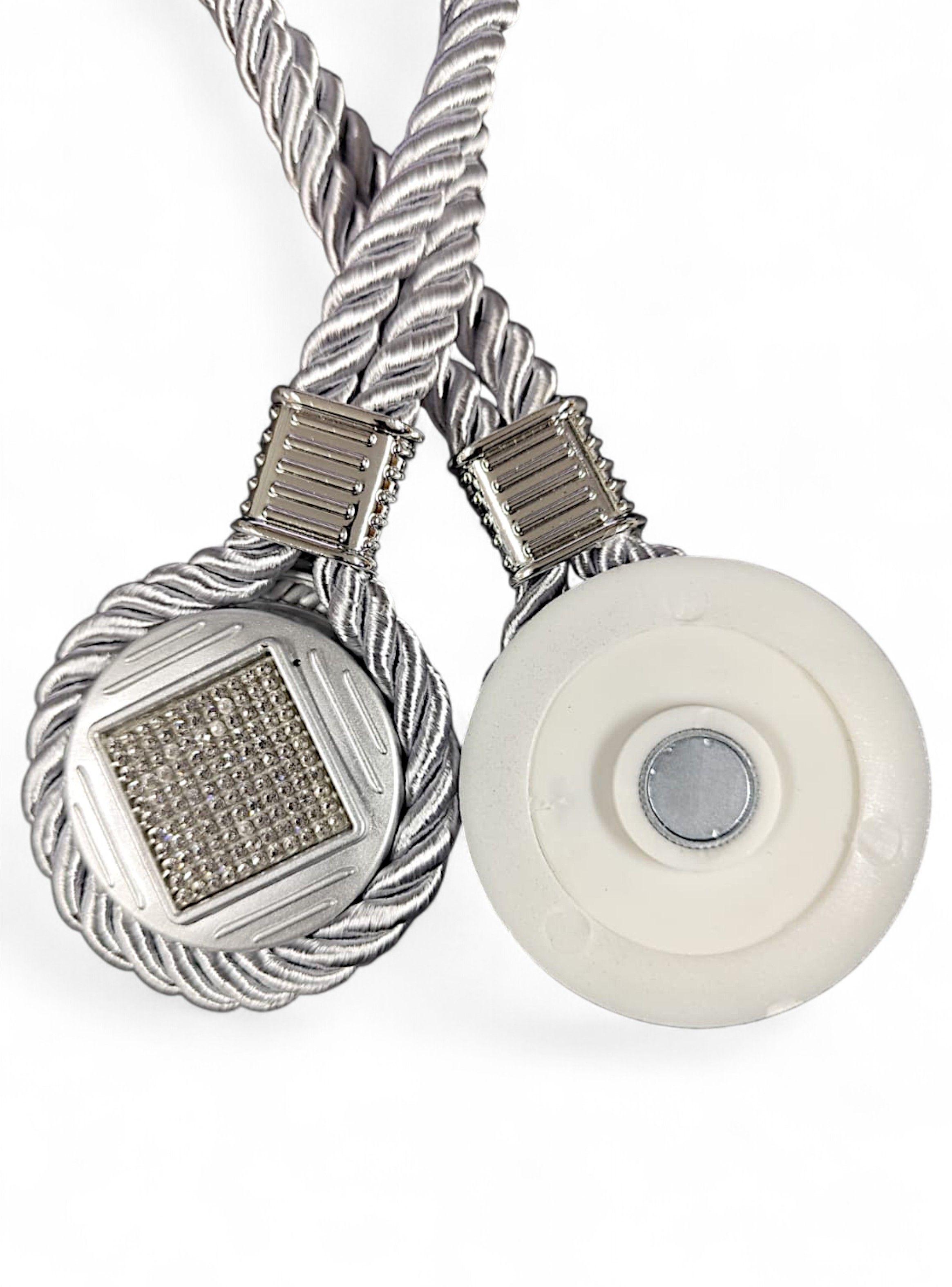 Pack De 02 Sujetadores Magnéticos Para Cortinas Joyas Gris-2