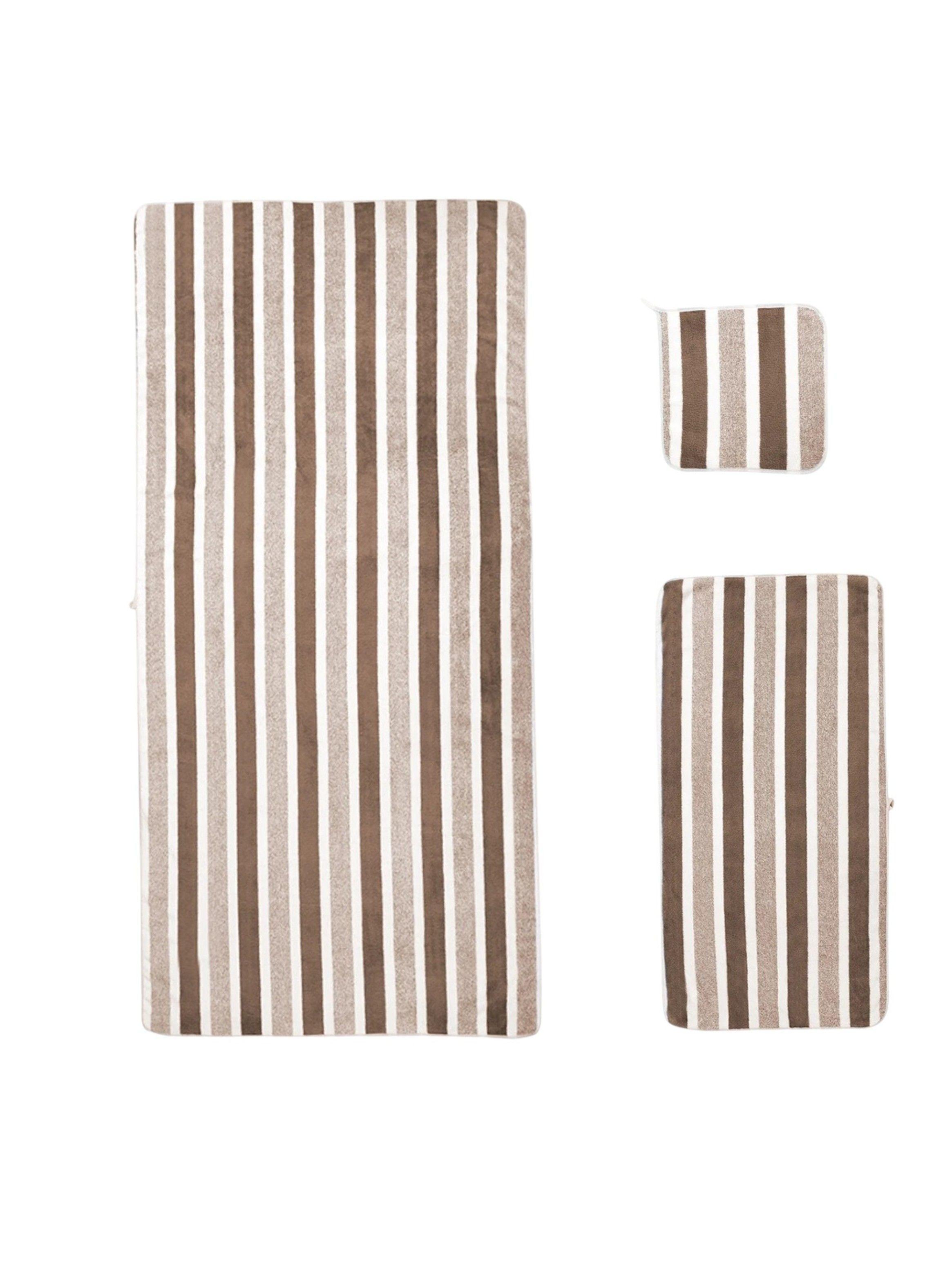 Set de 8 Toallas Rayadas Ultra Absorbentes – Estilo Spa Marron-4