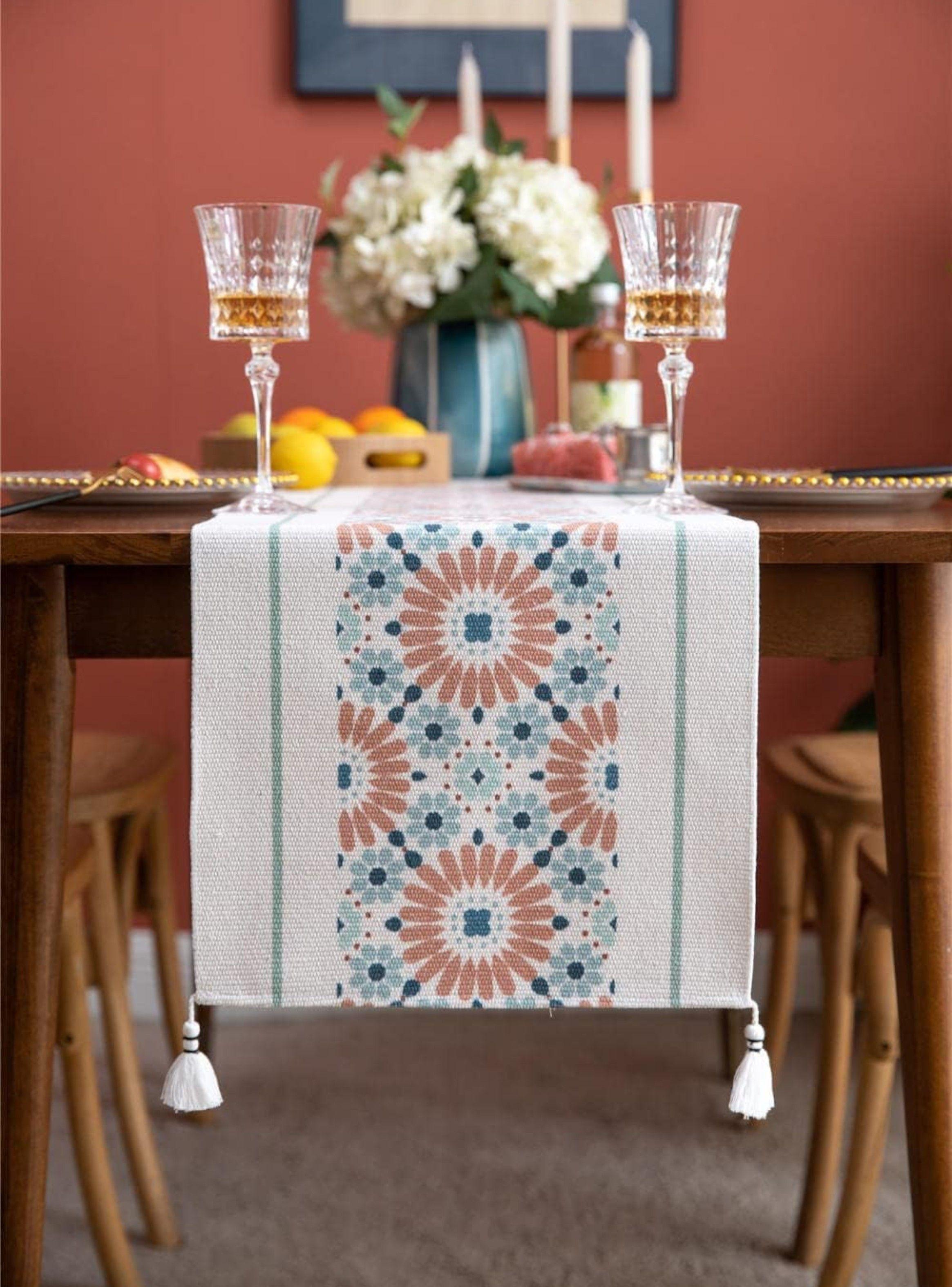 Set de Camino de mesa 35x180cm + 06 Individuales 7 piezas mod08-0