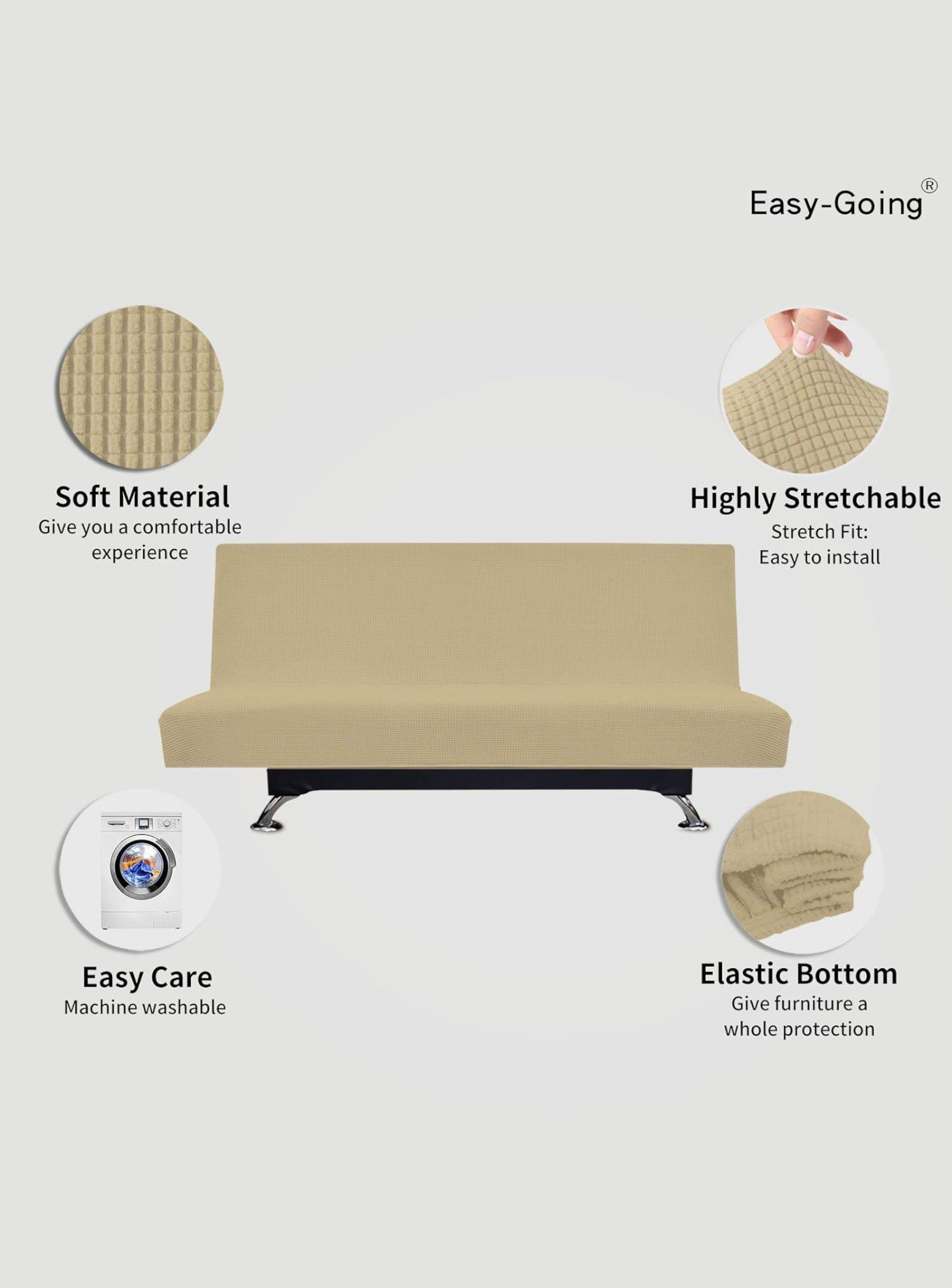 Funda para Futón Tela Premium Cuadrille Beige-4