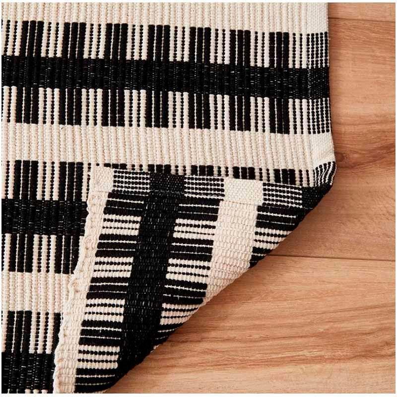 Alfombra tejida de algodon 120x180 cm Negro-1