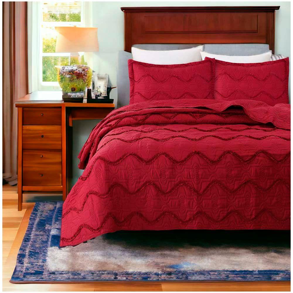 CUBRECAMA PREMIUN QUILT VERANO 2 PLAZAS Burdeo-0