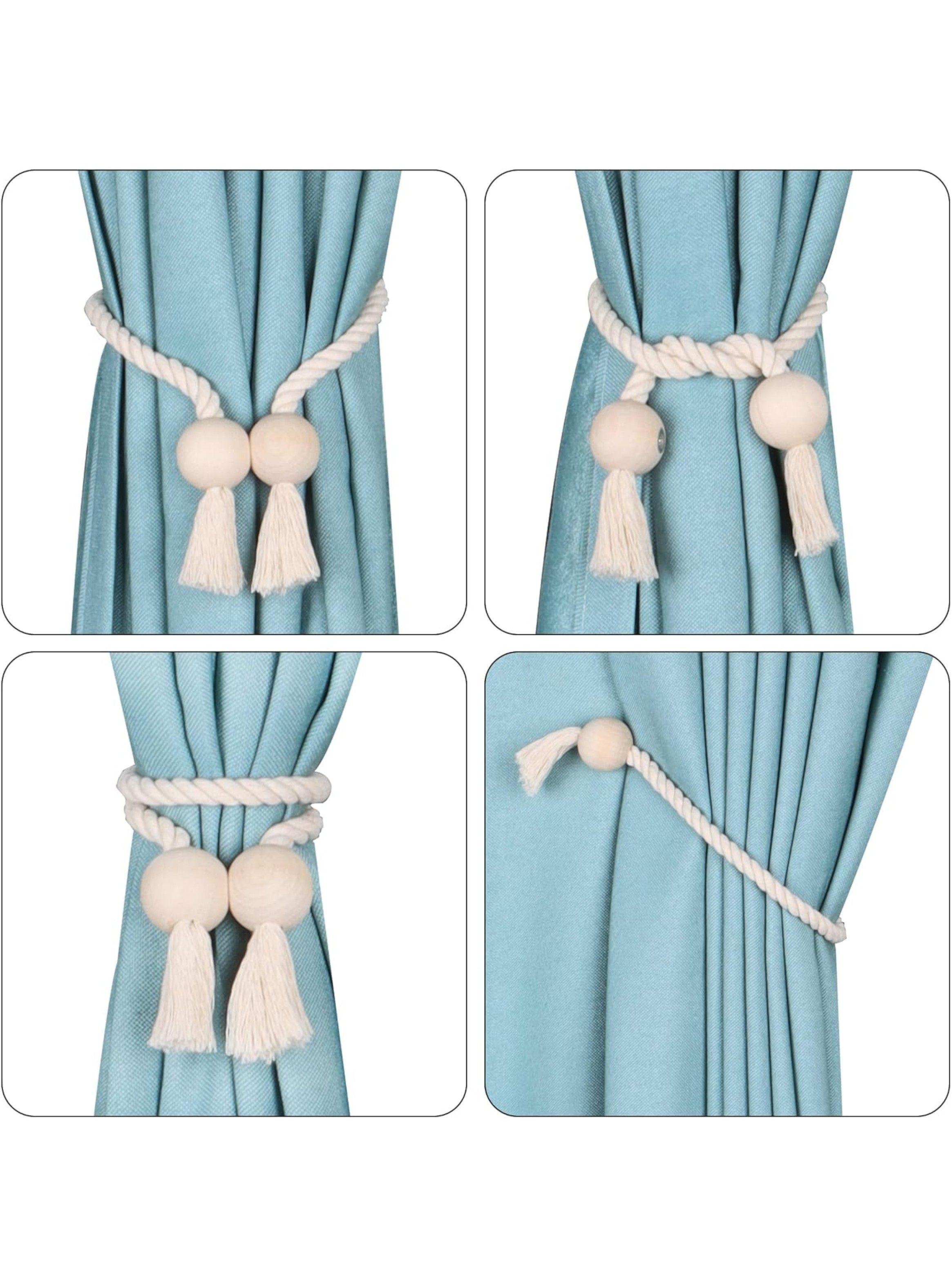 Pack De 02 Sujetadores Magnéticas Para Cortinas Cuerda Beige M2-2