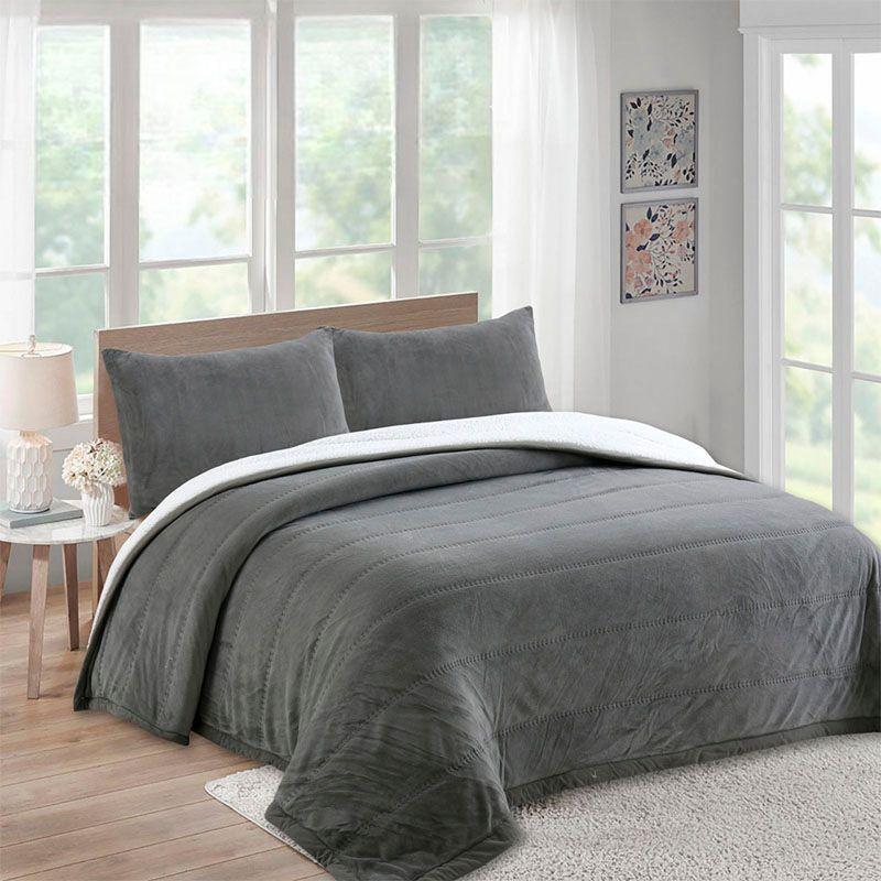 Cubrecama Premiun Terciopelo con Chiporro Gris KING-0