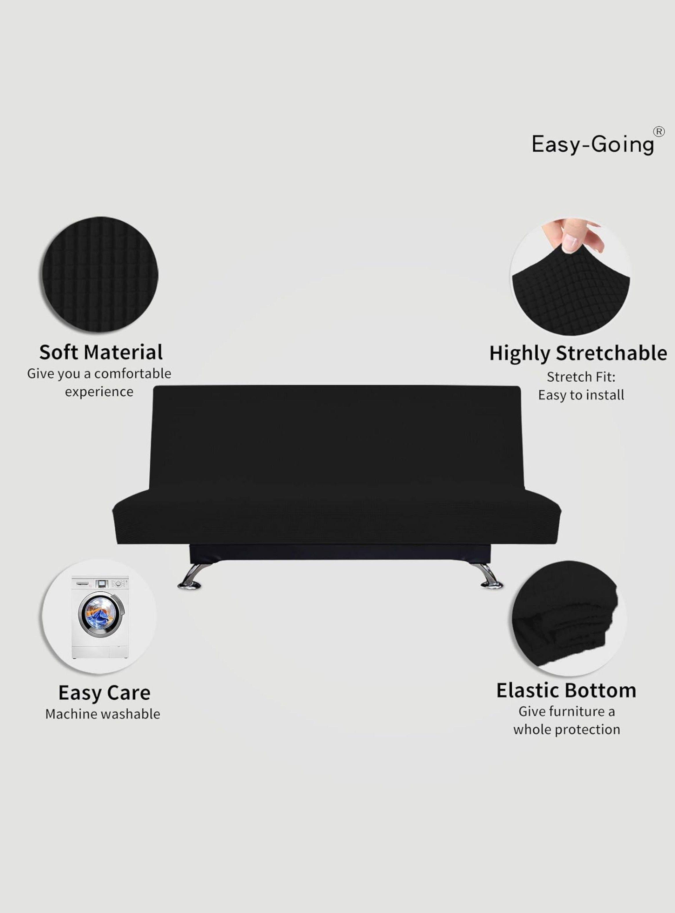 Funda para Futón Tela Premium Cuadrille Negro-4