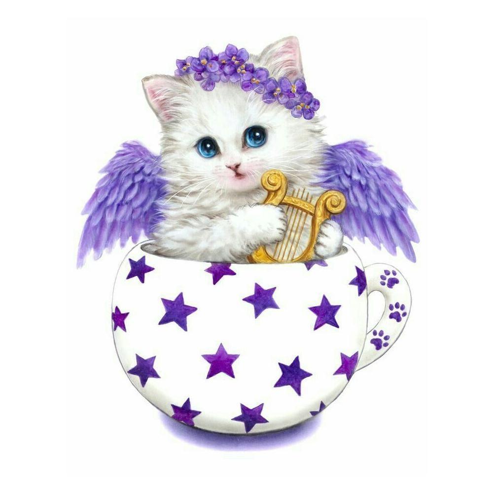 DIY Diamond Painting. Gatito Angel 20x20 cm.-0