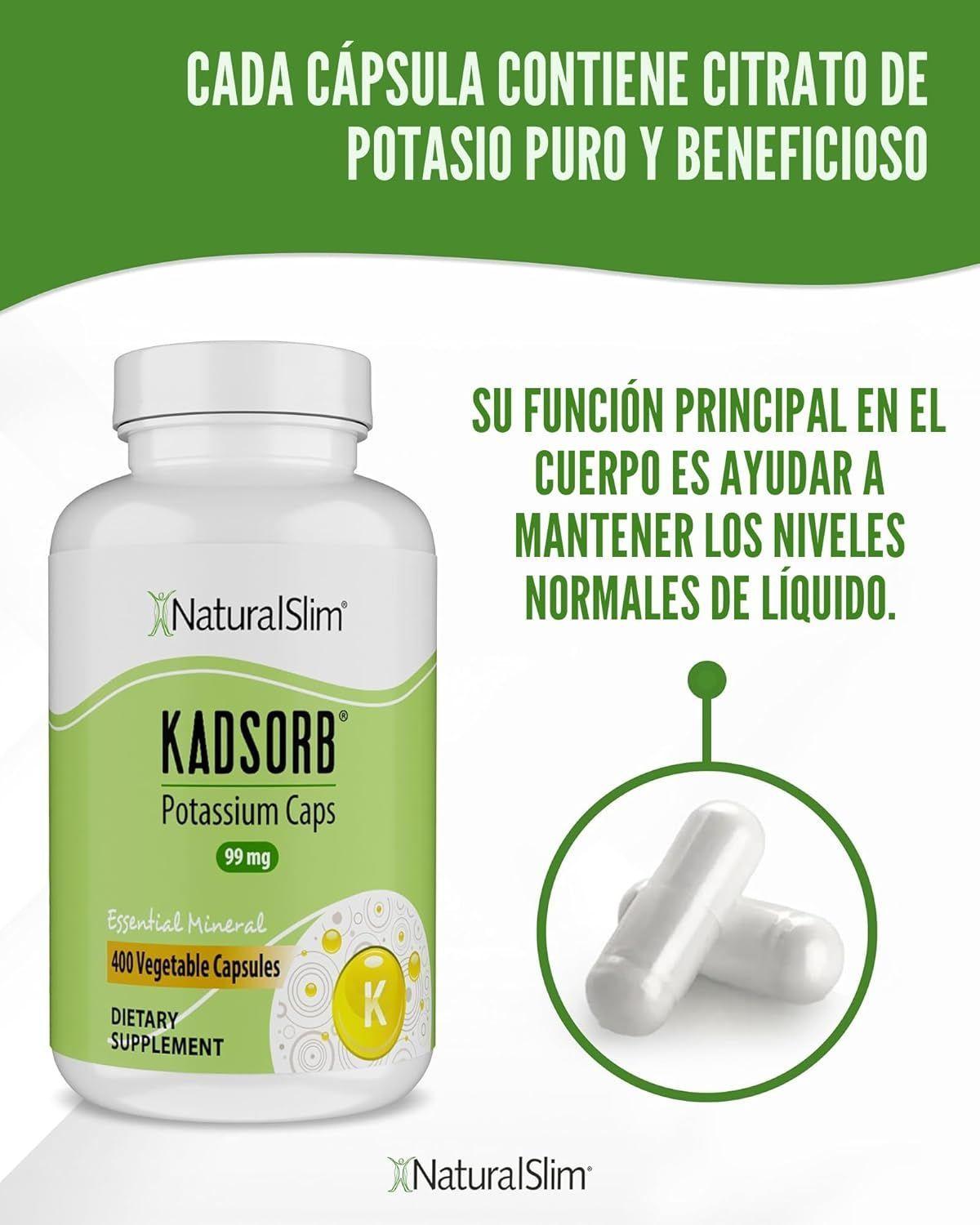 NaturalSlim Kadsorb Citrato de potasio equilibrio de electrolitos y PH del cuerpo Calambres-3