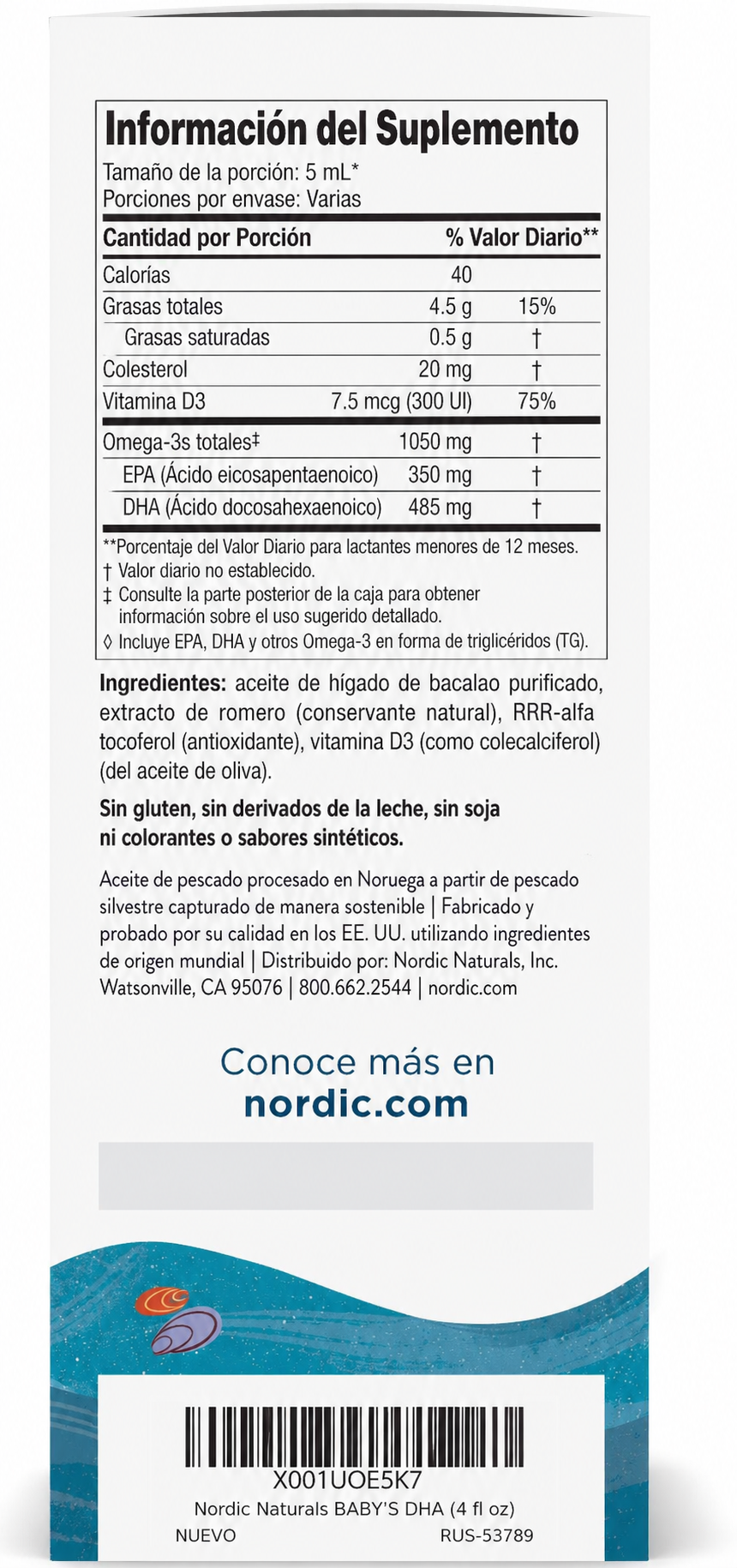 Nordic Naturals Babys Omega 3 DHA mas vitamina D3 300 IU apoya desarollo del cerebro y la vison-1