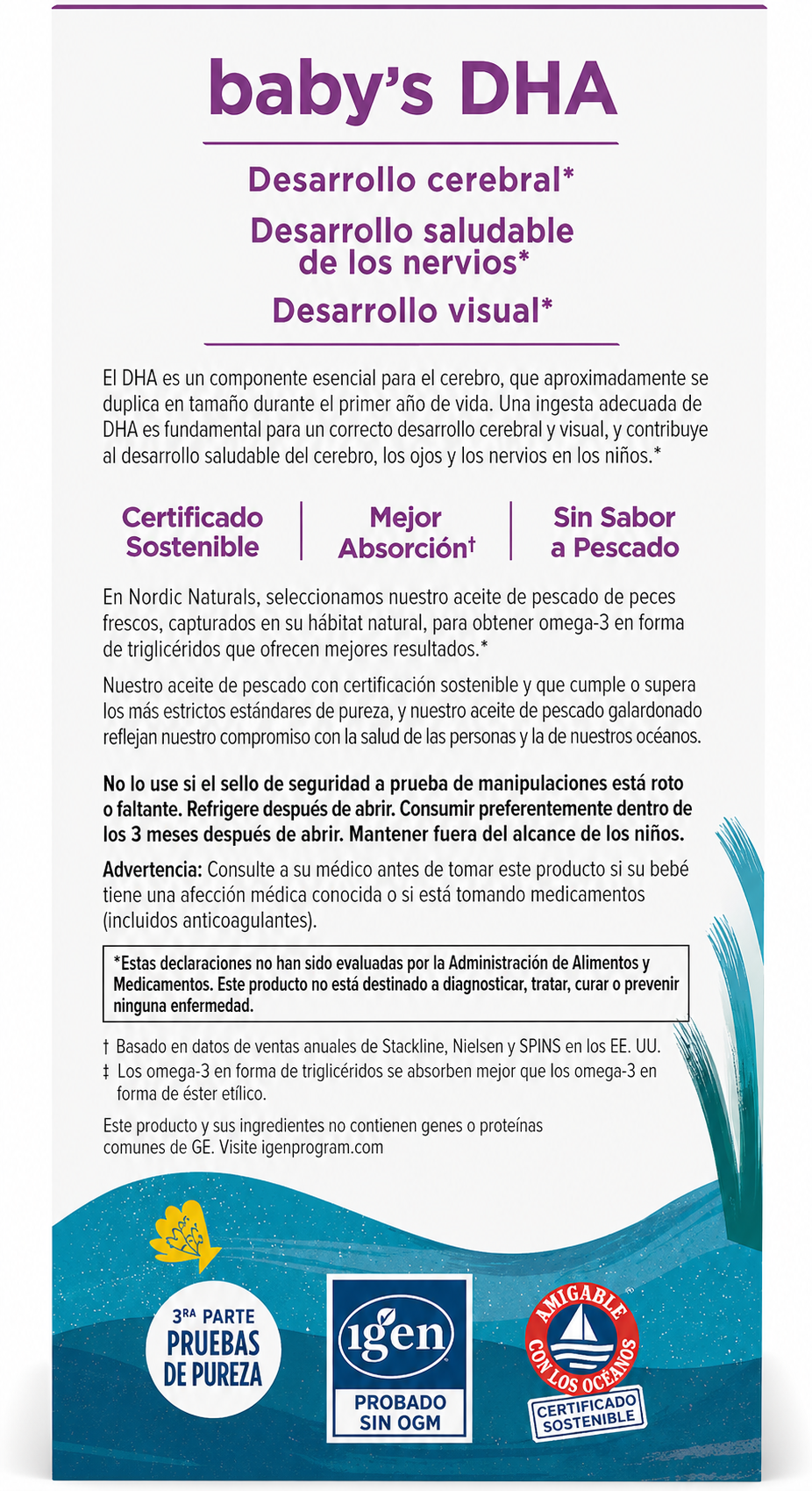 Nordic Naturals Babys Omega 3 DHA mas vitamina D3 300 IU apoya desarollo del cerebro y la vison-3