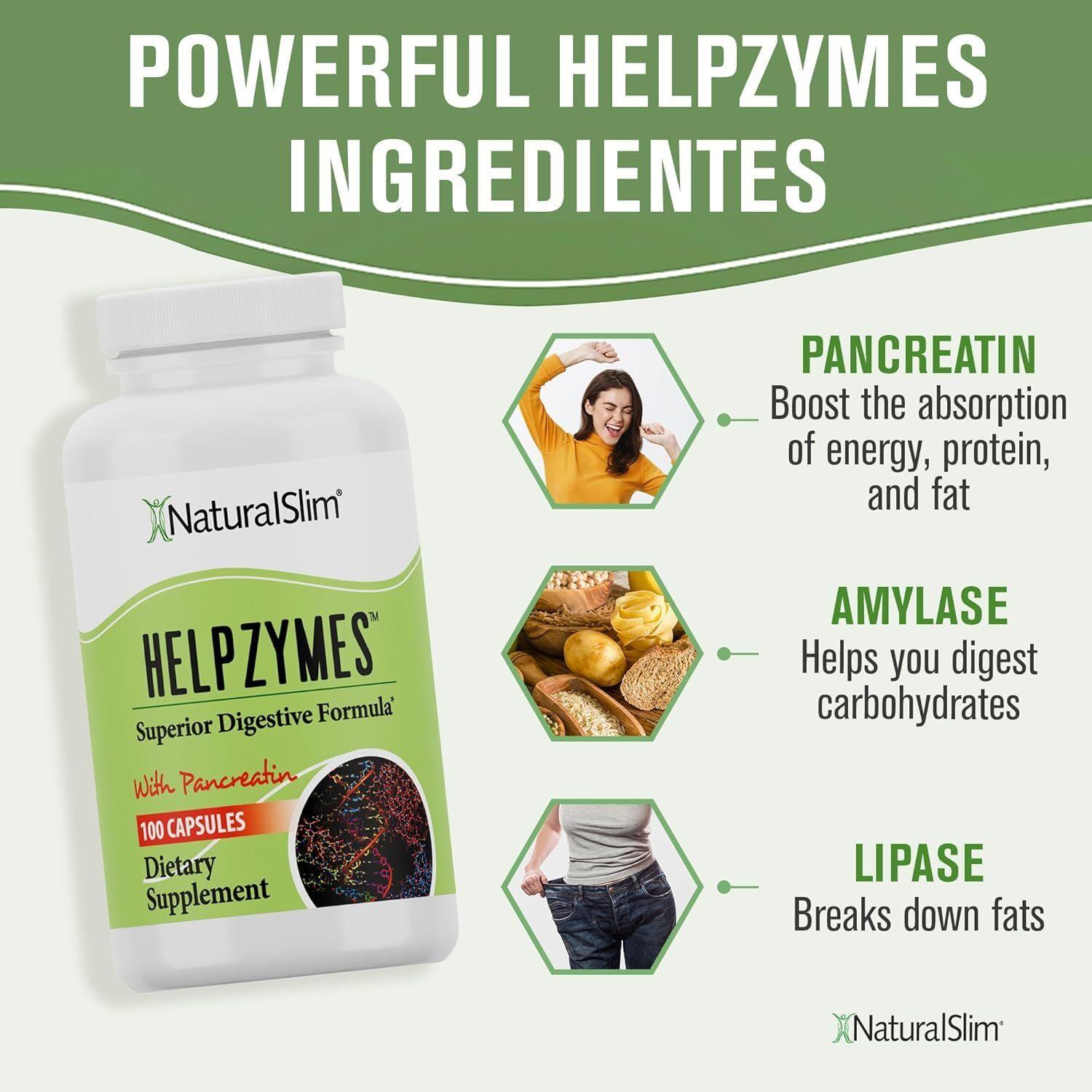 NaturalSlim Helpzymes Enzimas digestivas salud intestinal alivio gases con bromelia bilis-2