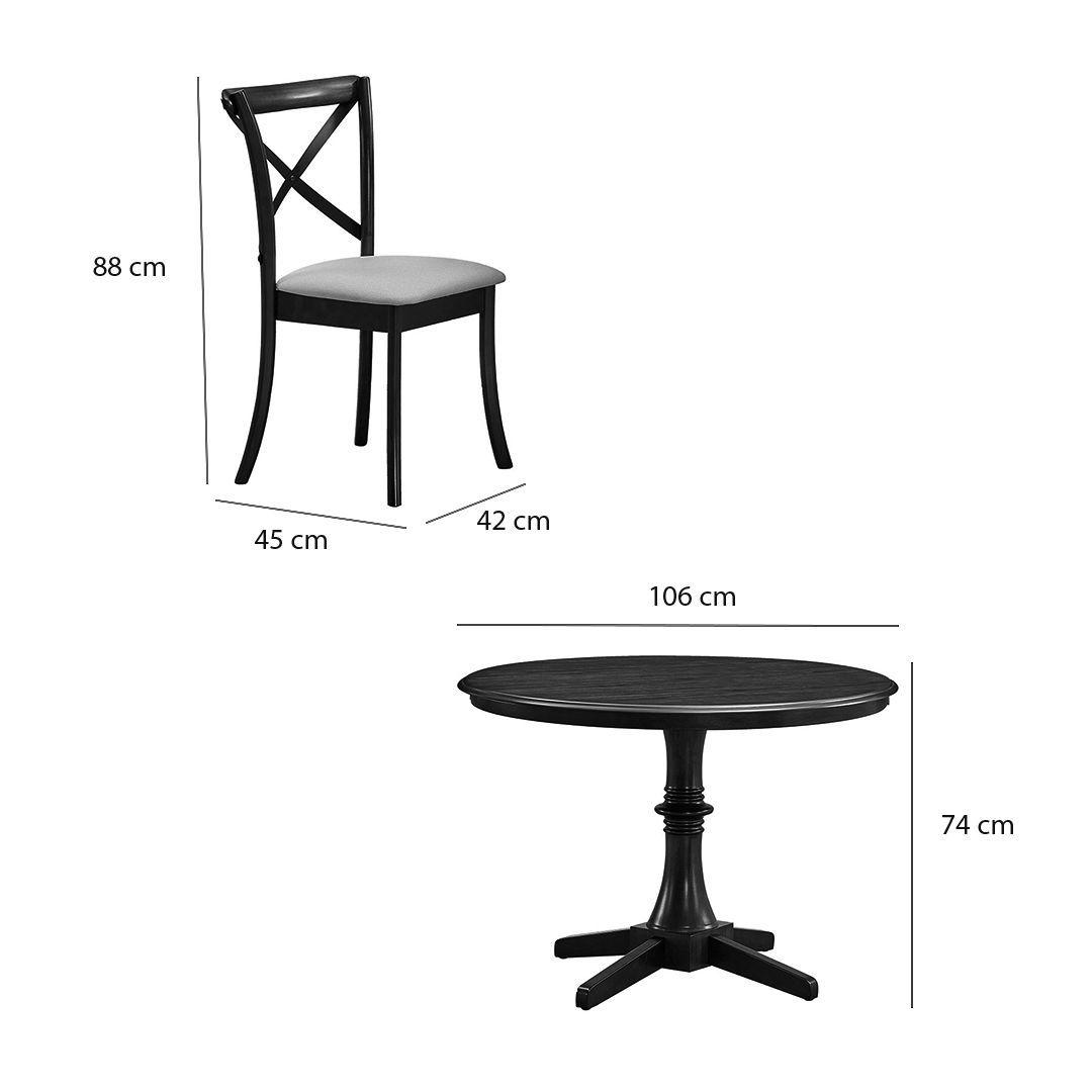 Juego de Comedor Mercedes Chocolate 106 cm 4 Sillas Crossback Marfil-4