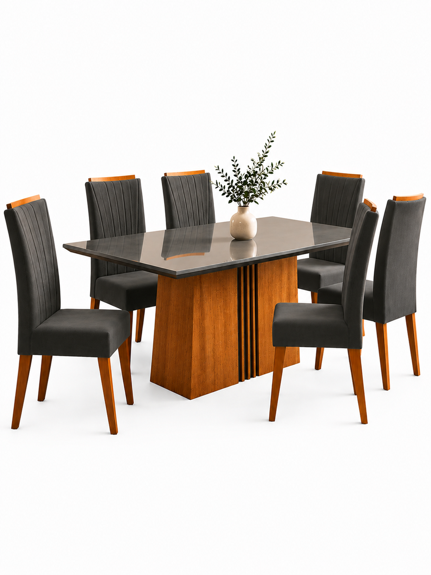 Juego de comedor 6 sillas Glamour Vidrio Gris-4
