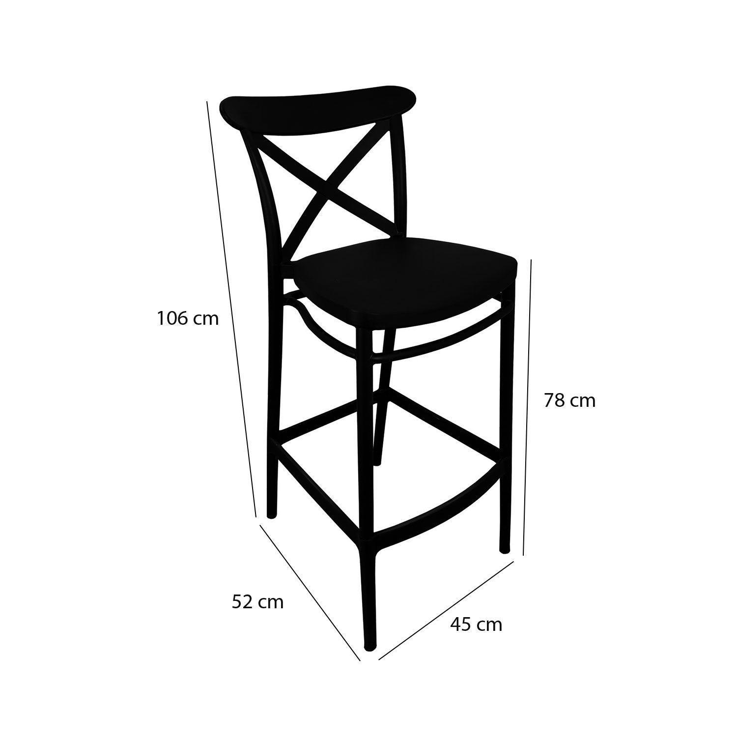 Pack 2 taburetes Bar Crossback negra  106 x 52 x 45 / Alto asiento: 78 cm-5