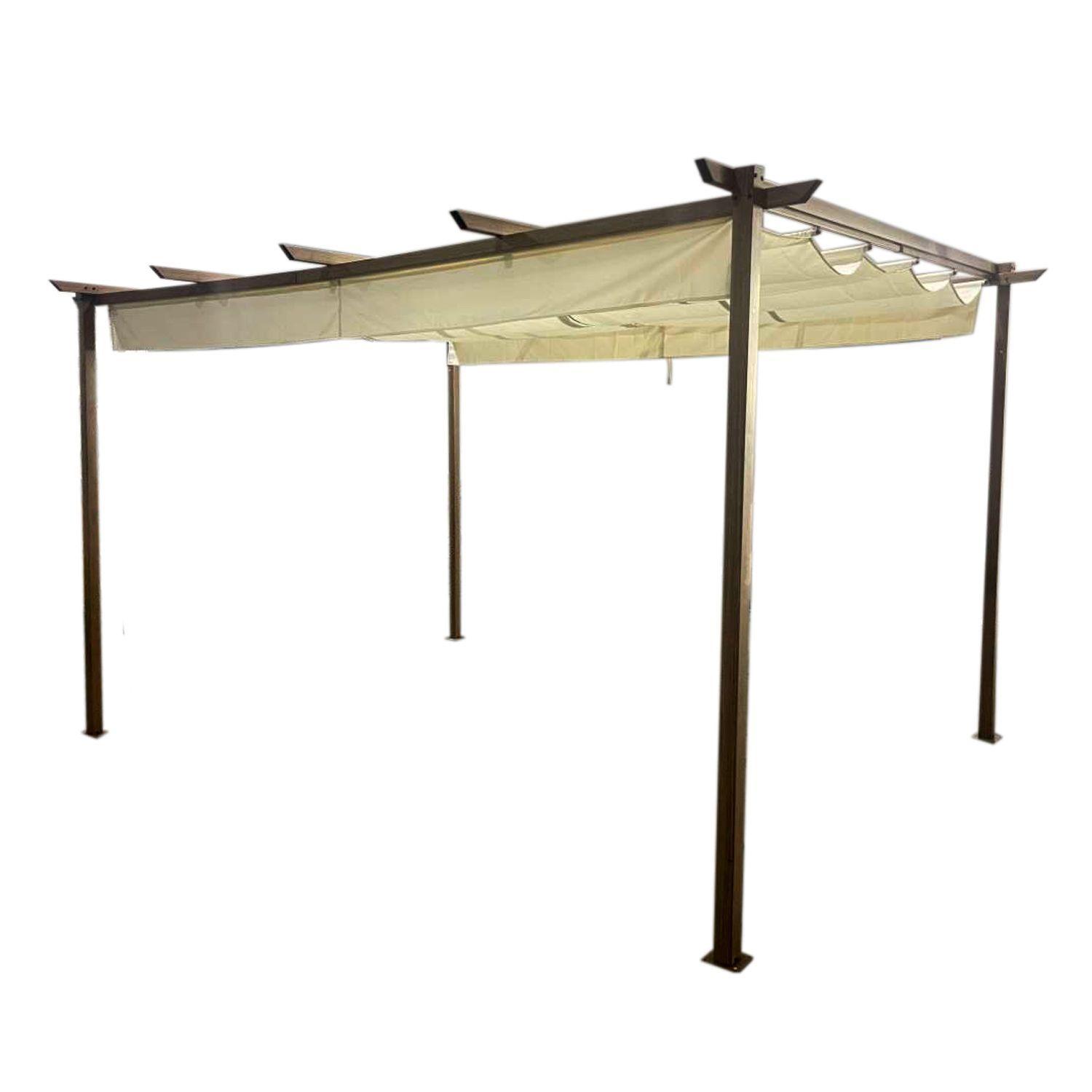 Pérgola con Tela Retráctil 3x4mt Marfil-0
