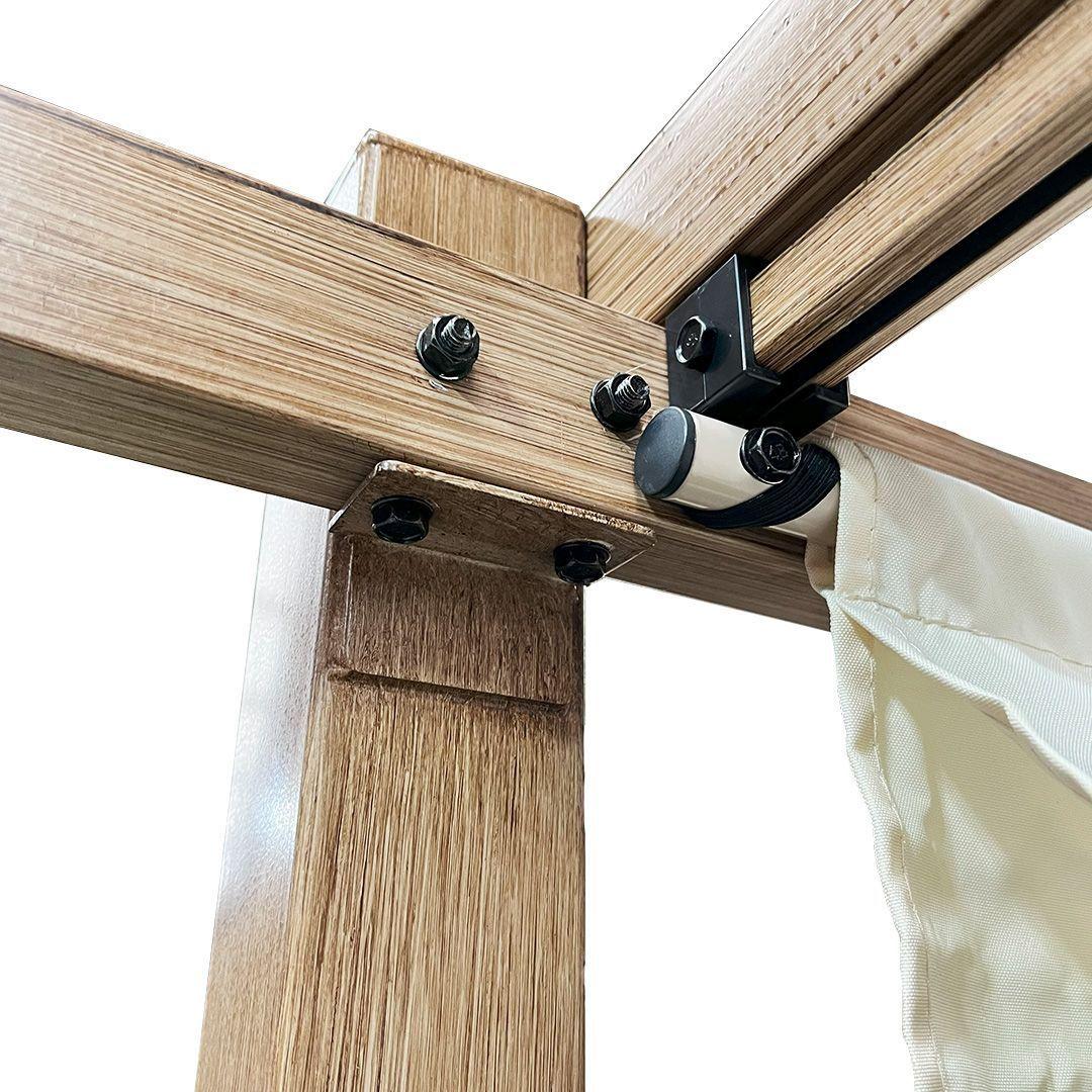 Pérgola Rústica con Tela Retráctil 3x4 mt Marfil-2