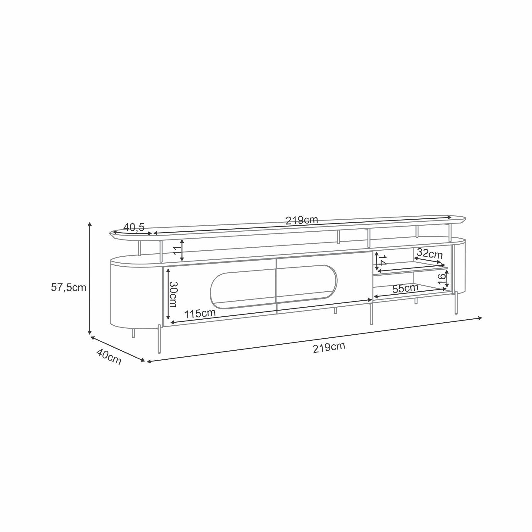 Rack Tv Atalanta 85" 219x58x40 cm-2