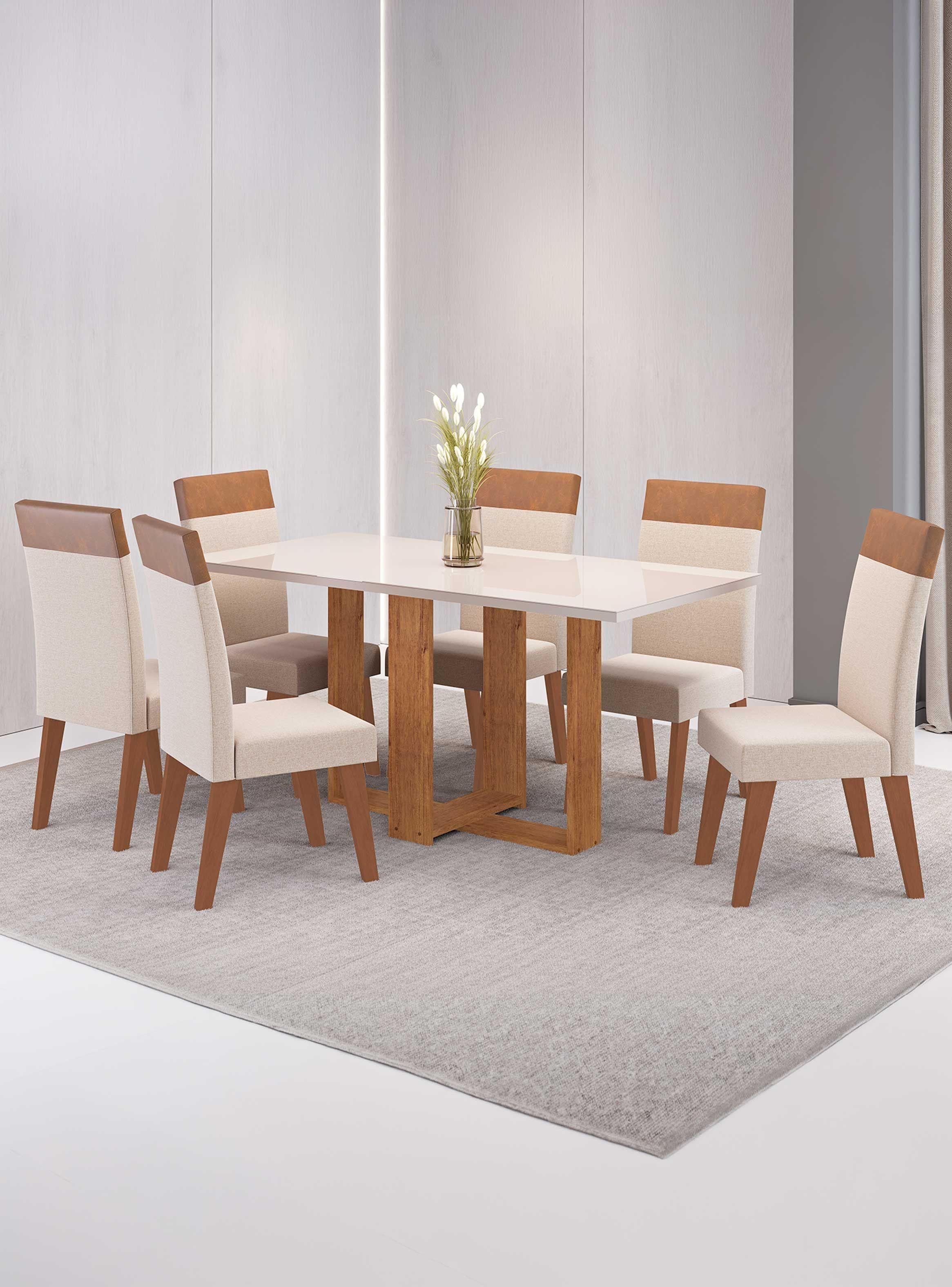 Juego de Comedor 6 sillas Imperial Beige 80 x 80 x 160 cm-0