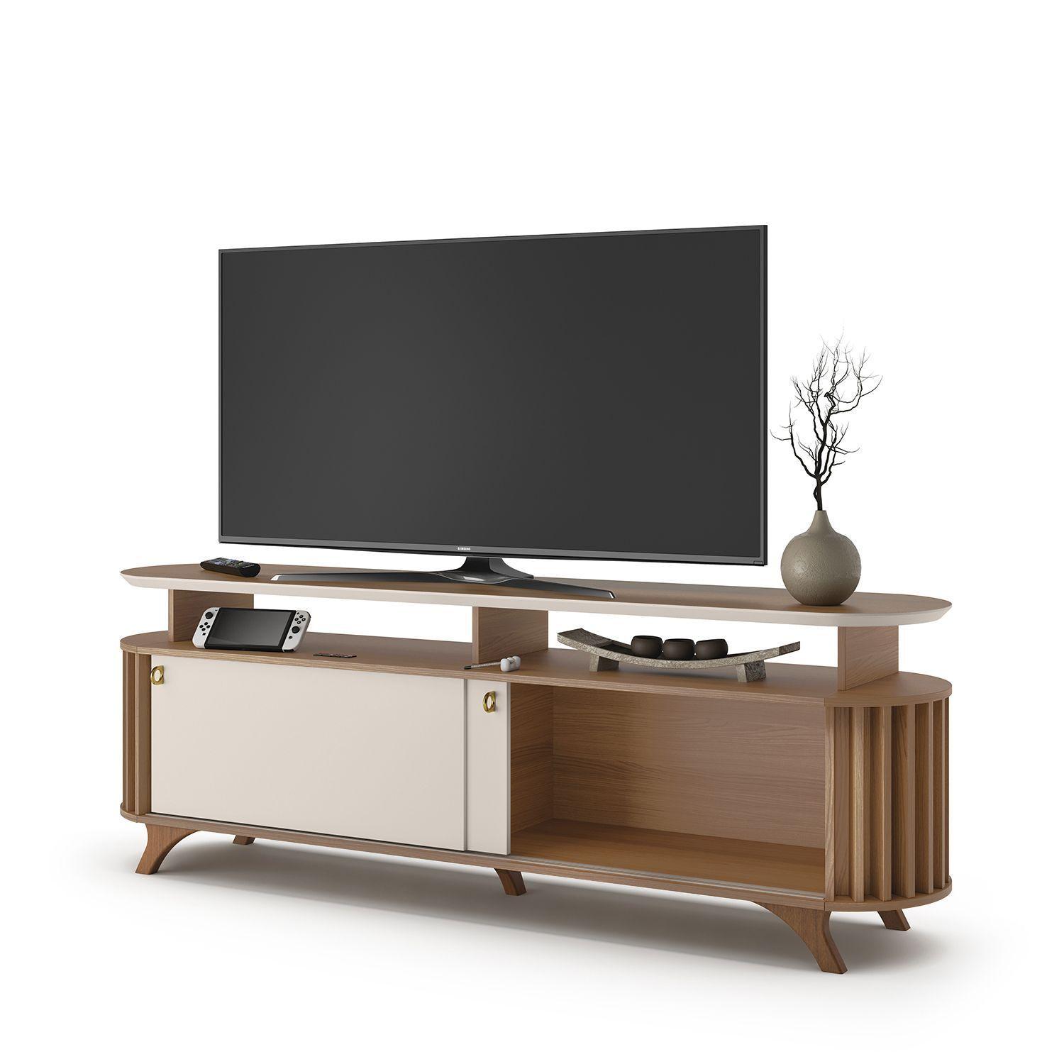 Rack Tv Vilnius 70" 182x62x41 cm Castaño / Off White-2
