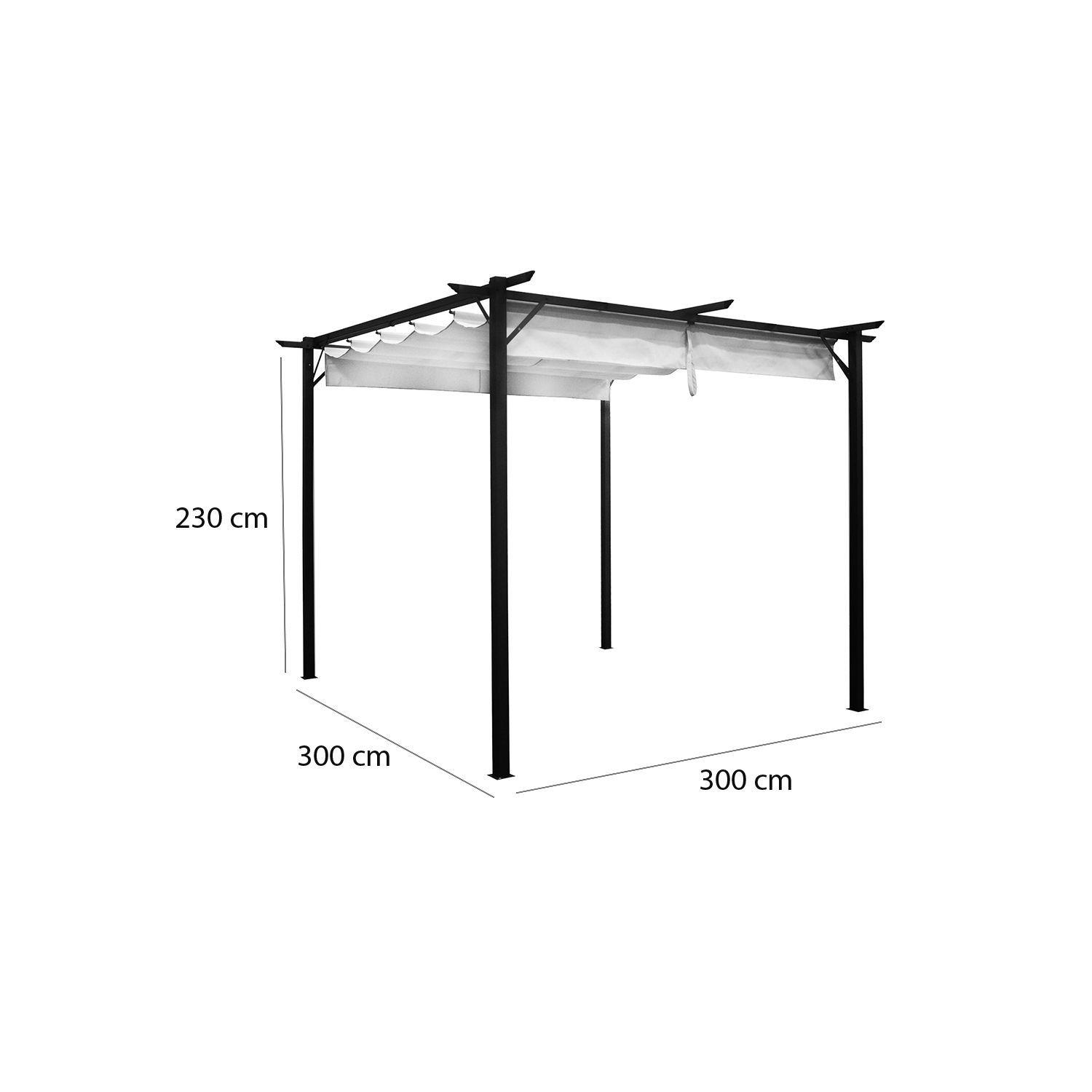 Pérgola con Tela Retráctil 3x3mt Marfil-3