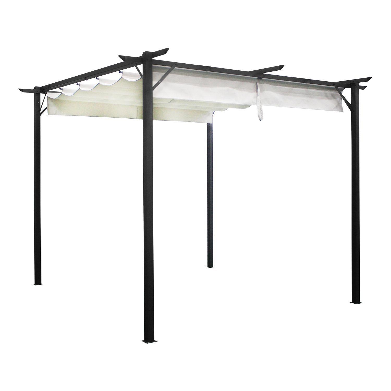Pérgola Cavancha con Tela Retráctil 3x3mt Marfil-0