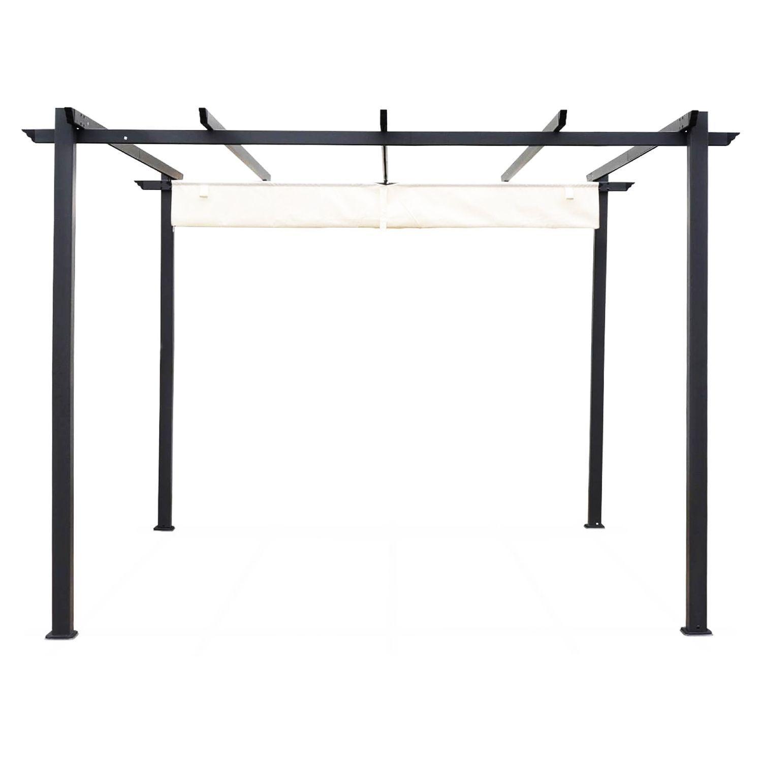 Pérgola Cavancha con Tela Retráctil 3x3mt Marfil-1
