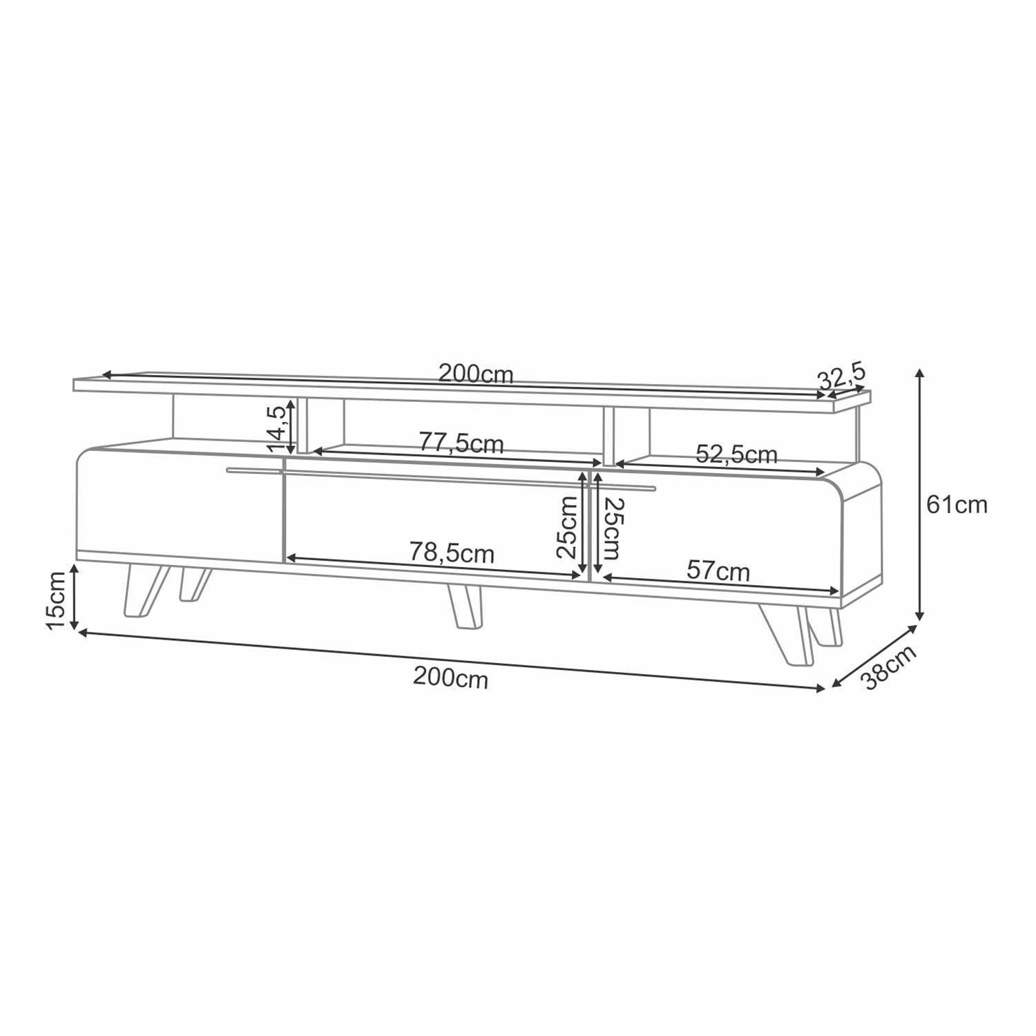 Rack Siena Tv 70" 2.0 Off White Castaño 200 x 61 x 38 cm-1