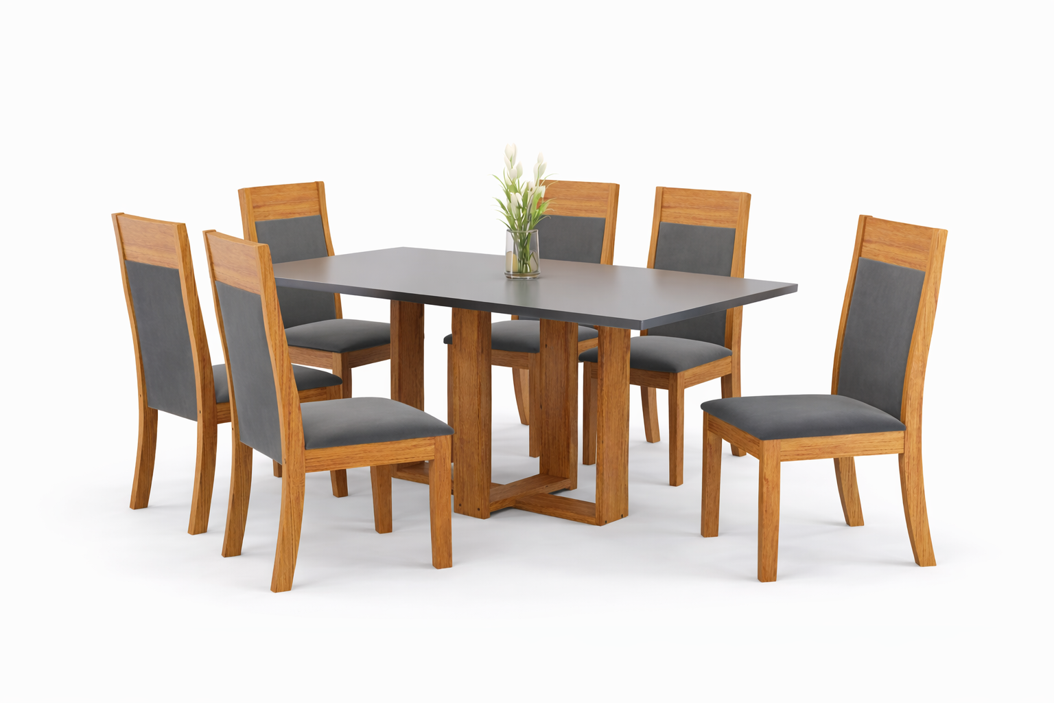 Juego de Comedor 6 sillas Toscana Gris  80 x 80 x 160-3