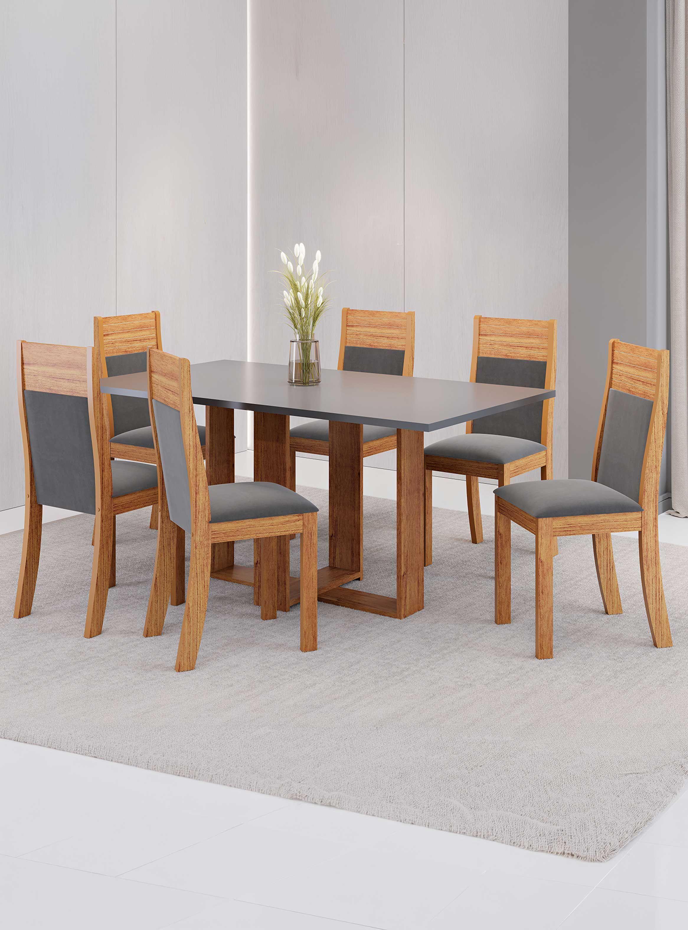 Juego de Comedor 6 sillas Toscana Gris  80 x 80 x 160-0