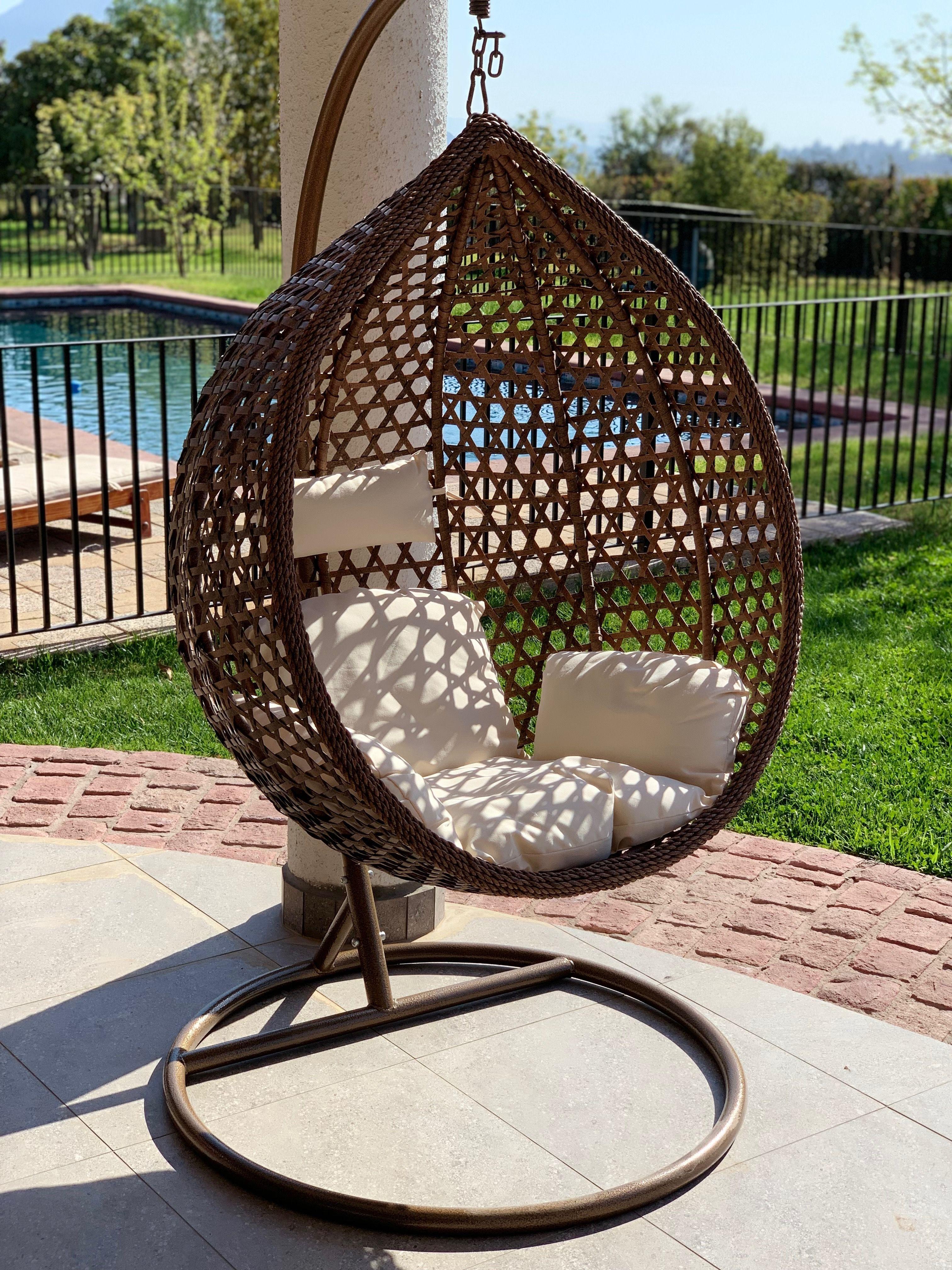 Silla Colgante Hawái M Chocolate Cojín Marfil-6
