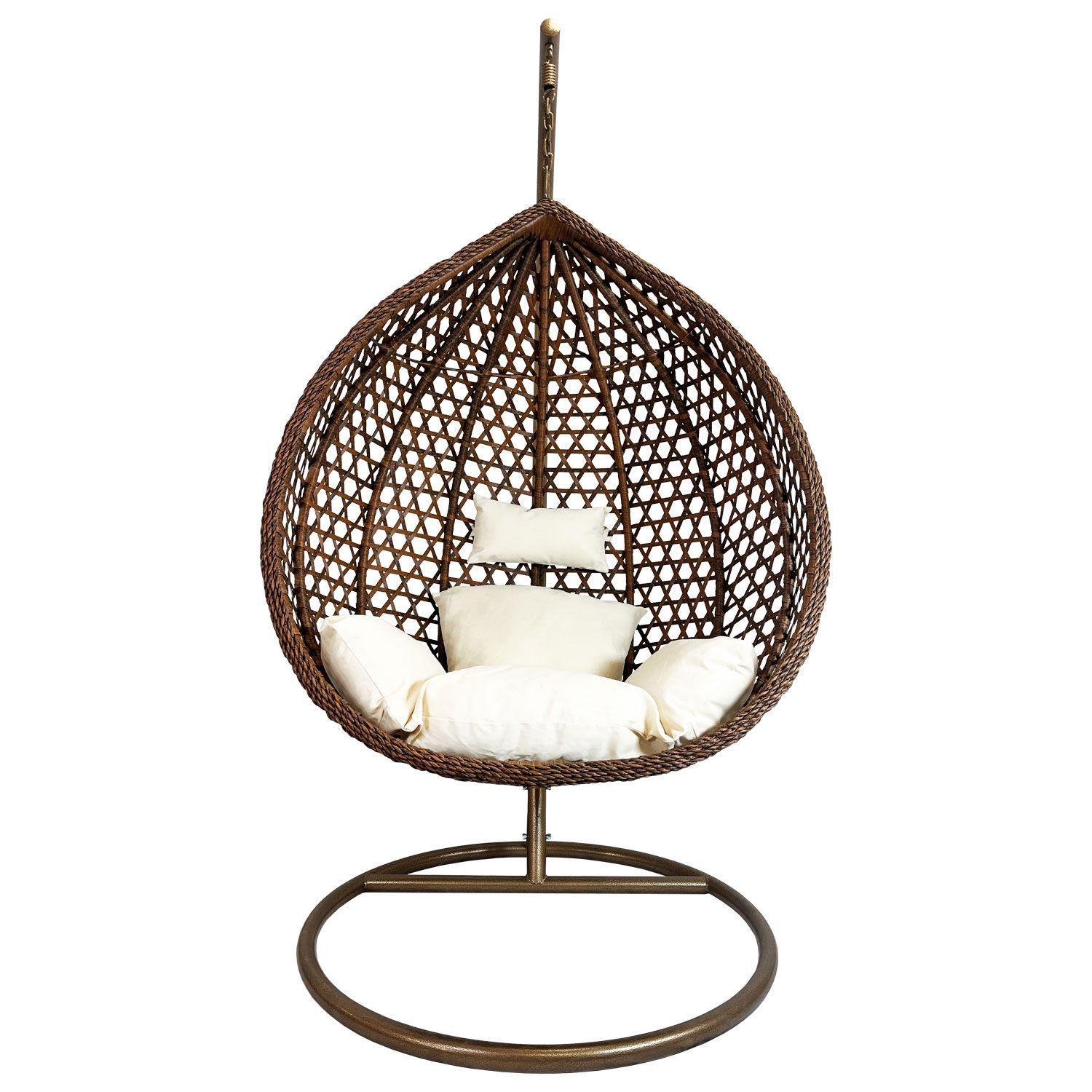 Silla Colgante Hawái M Chocolate Cojín Marfil-2