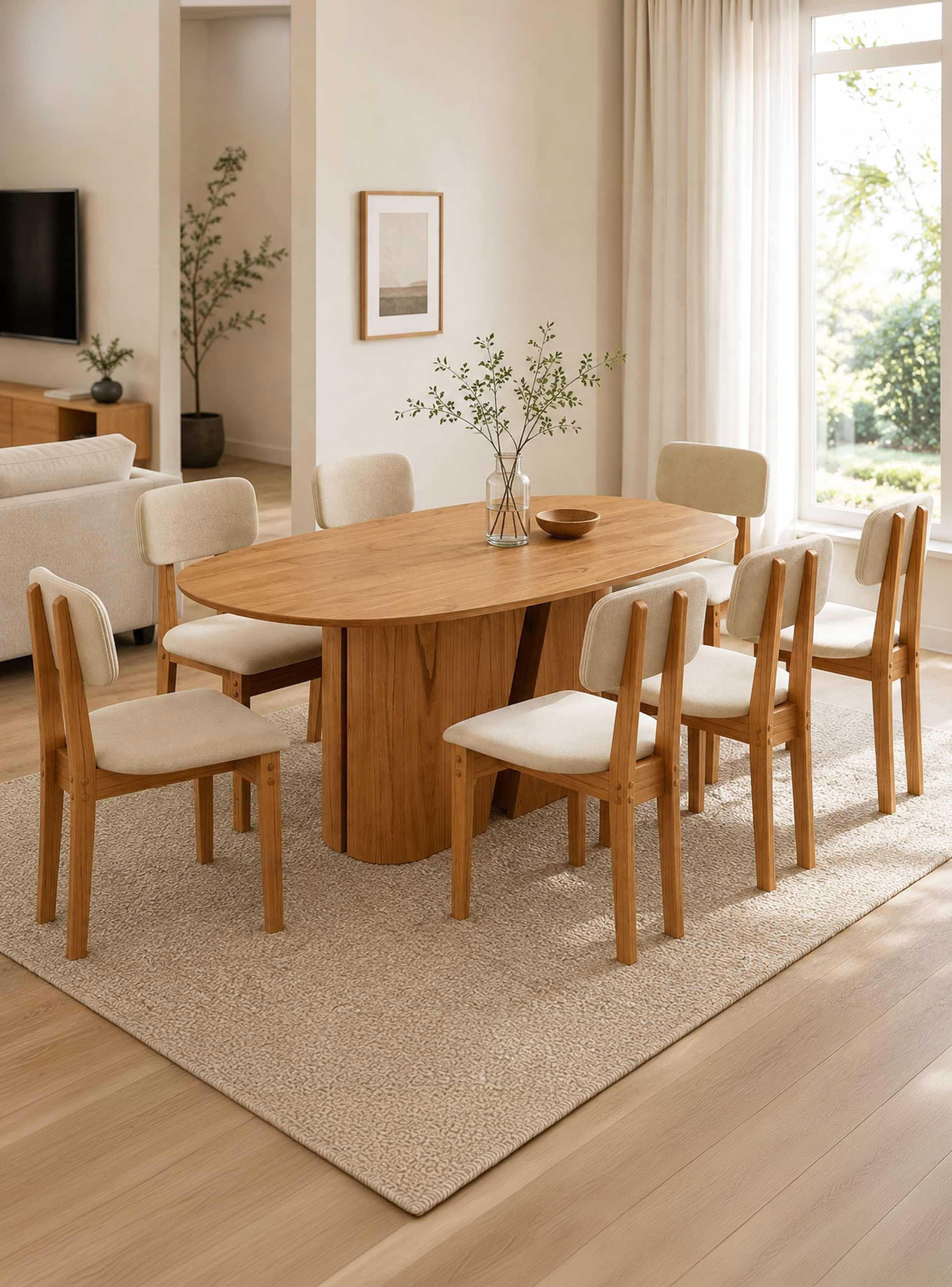 Juego de comedor 2.00 Yasmin 8 sillas Beige-0
