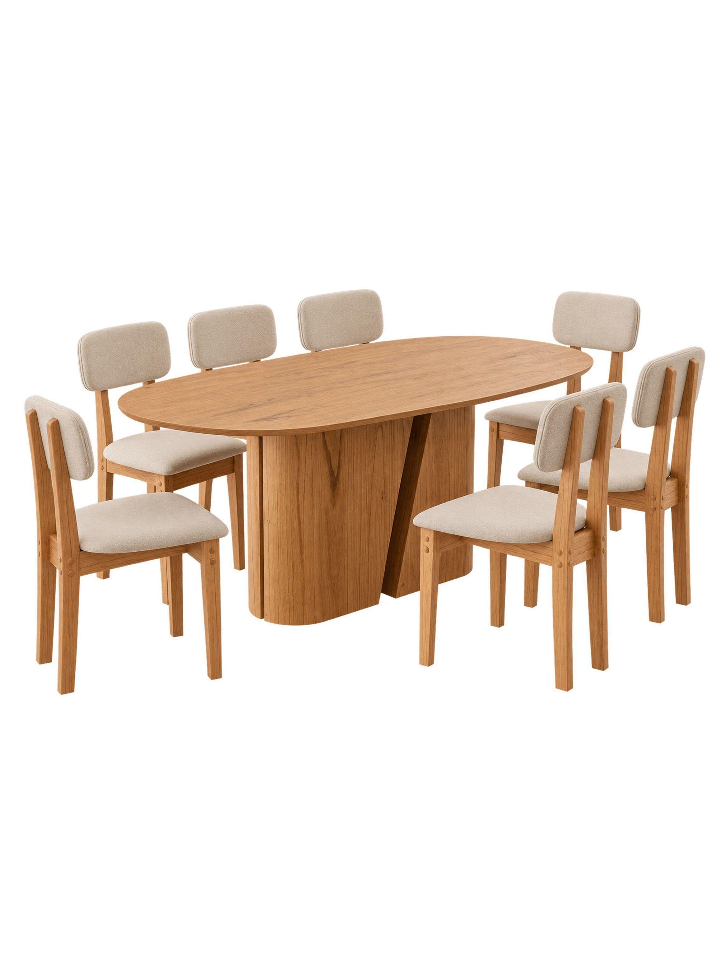 Juego de comedor 2.00 Yasmin 8 sillas Beige-1