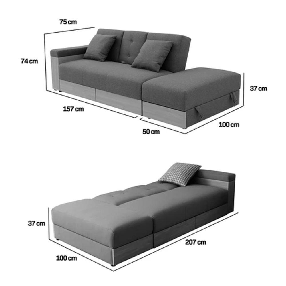Sofá Cama Modular Alaska Gris 3 cuerpos-6