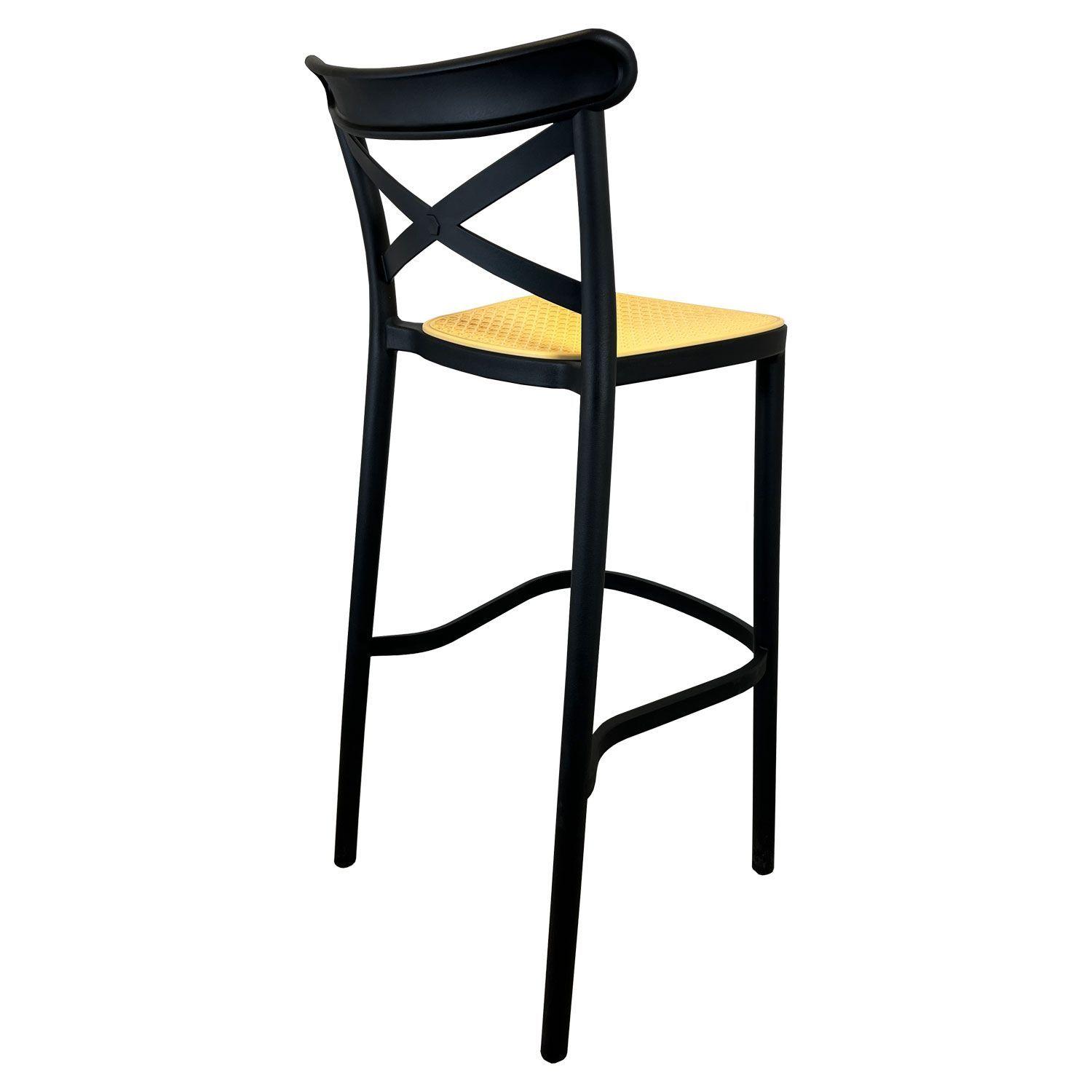Pack 4 taburetes bar Crossback Negra asiento beige-2