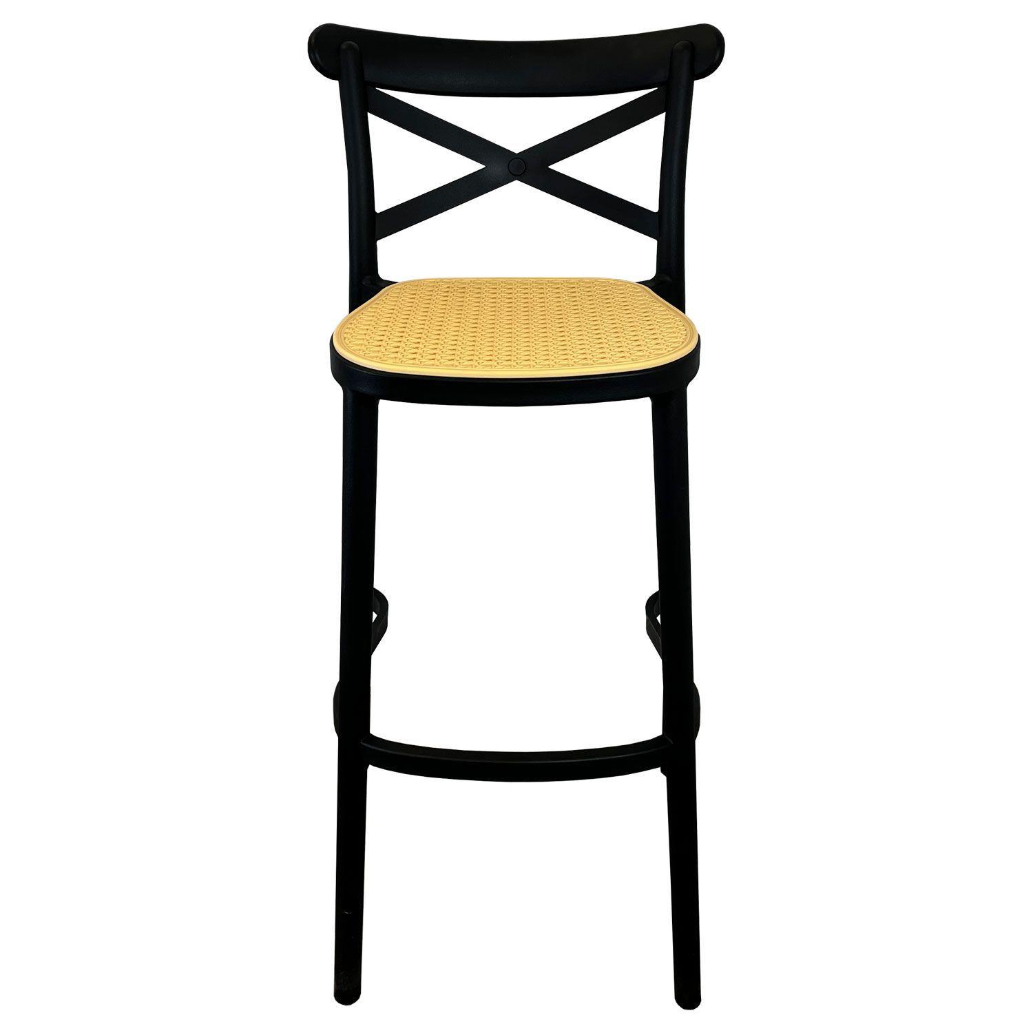 Pack 4 taburetes bar Crossback Negra asiento beige-3