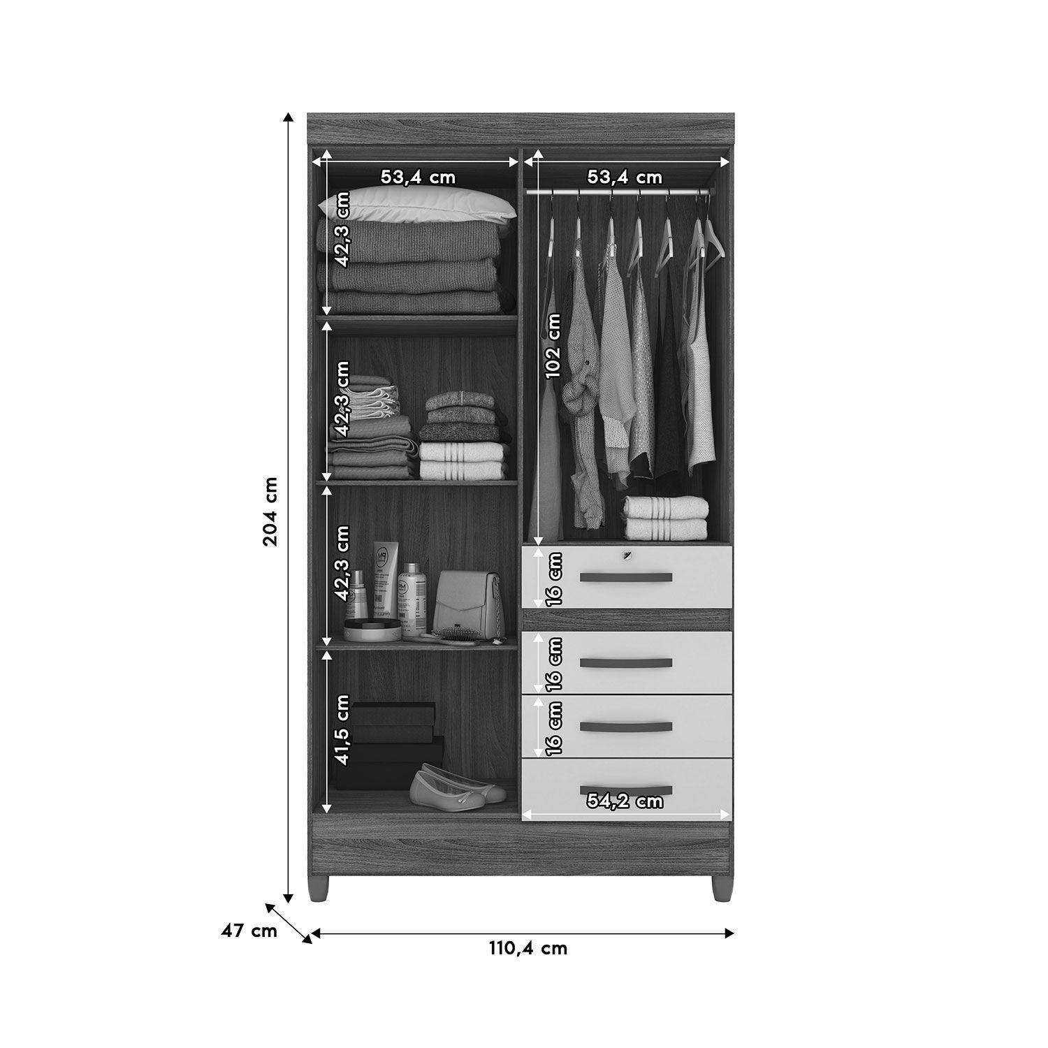 Closet Venecia 4 puertas 4 cajones Freijo off white-3