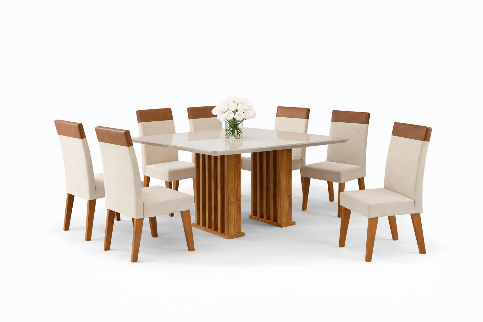 Juego de Comedor 6 sillas Real Beige 82 cm x 90 cm x 160 cm-3