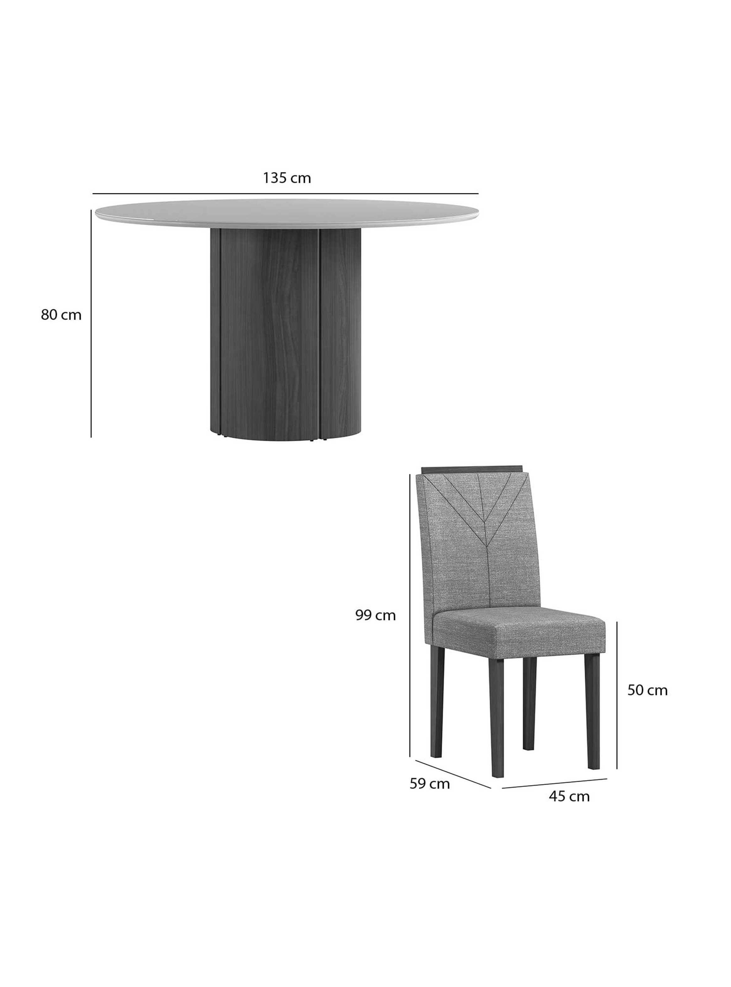 Juego de comedor redondo 6 sillas Serena Vidrio 1 35 Beige-4