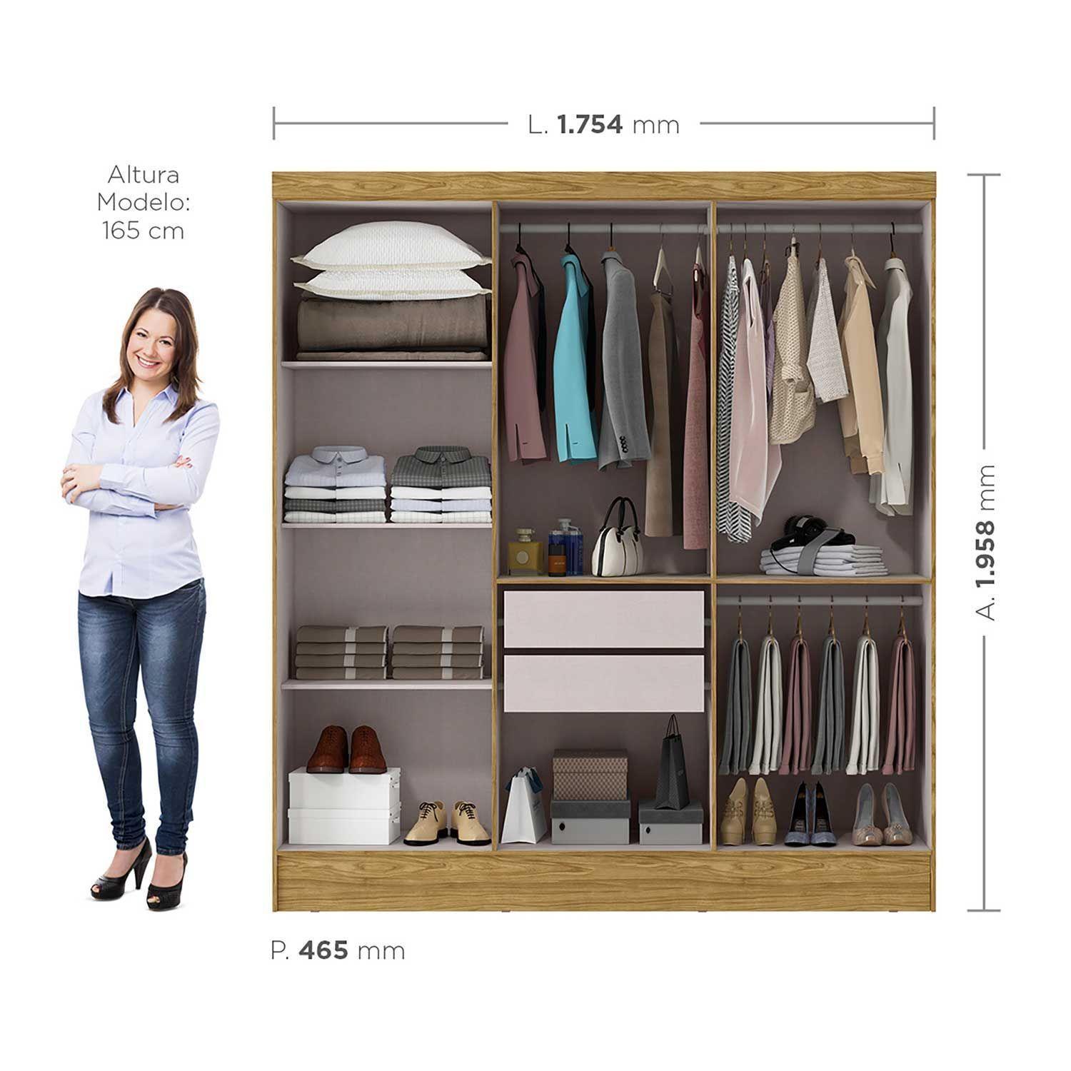 Closet 6 puertas Nativo Marrocos/ Off white 200,6x46,2x175,2 -2