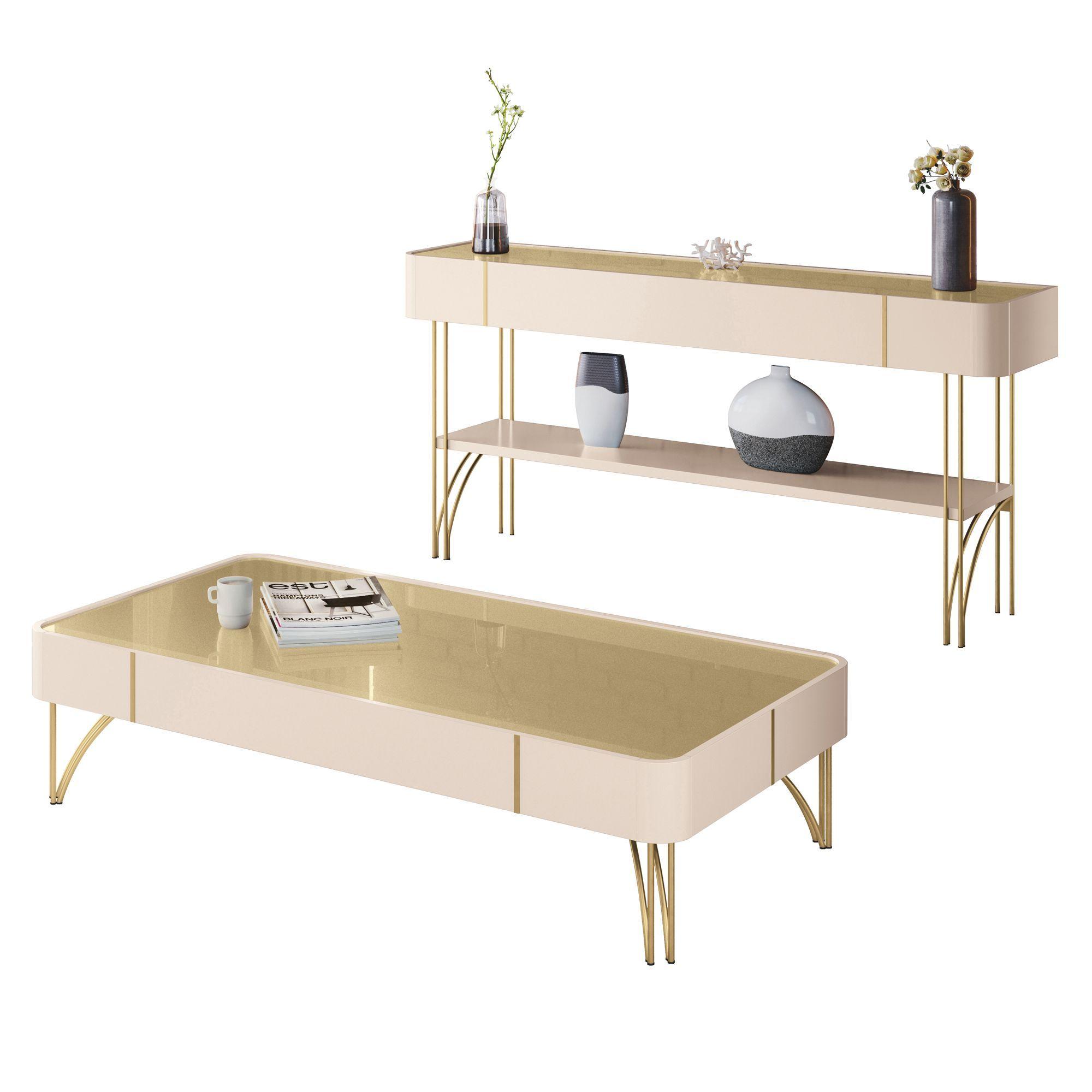 Mesa de centro Doncella Off white Champagne-4