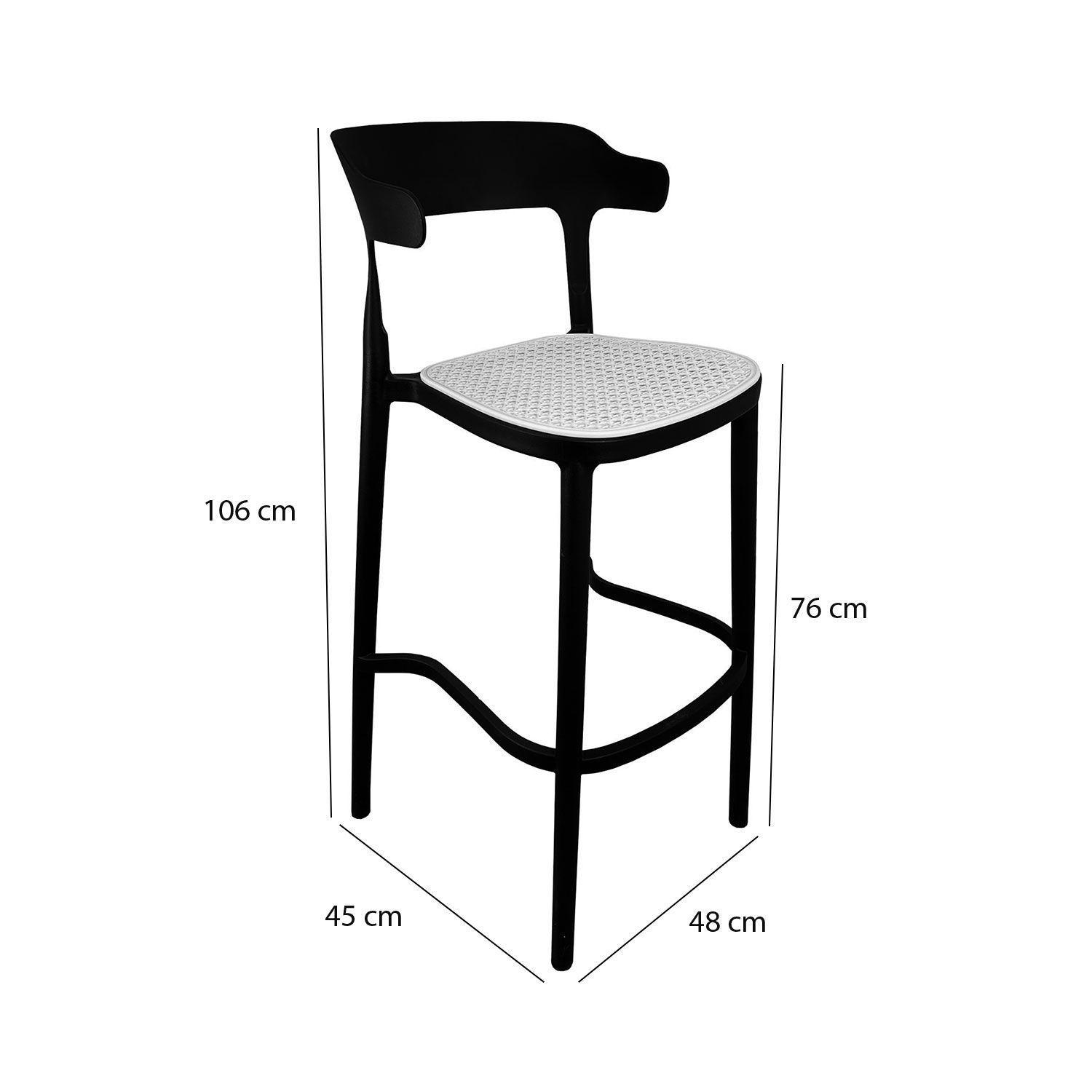 Pack 2 Taburetes Bar Bistro Negra Asiento Beige 106 x 45 x 48 cm / Alto asiento: 76 cm-6