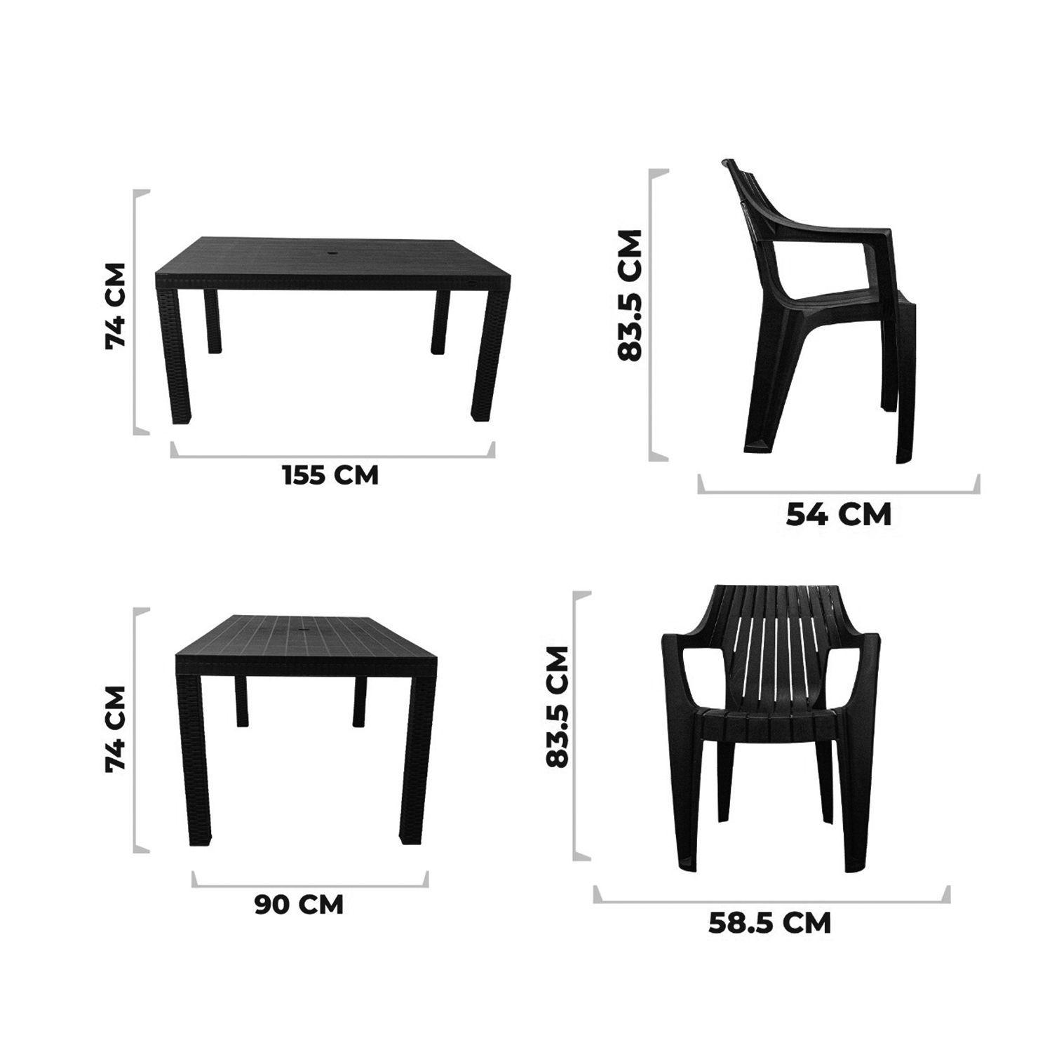 Juego de Comedor Terraza Macao Chocolate 155x90 cm 6 Sillas-6