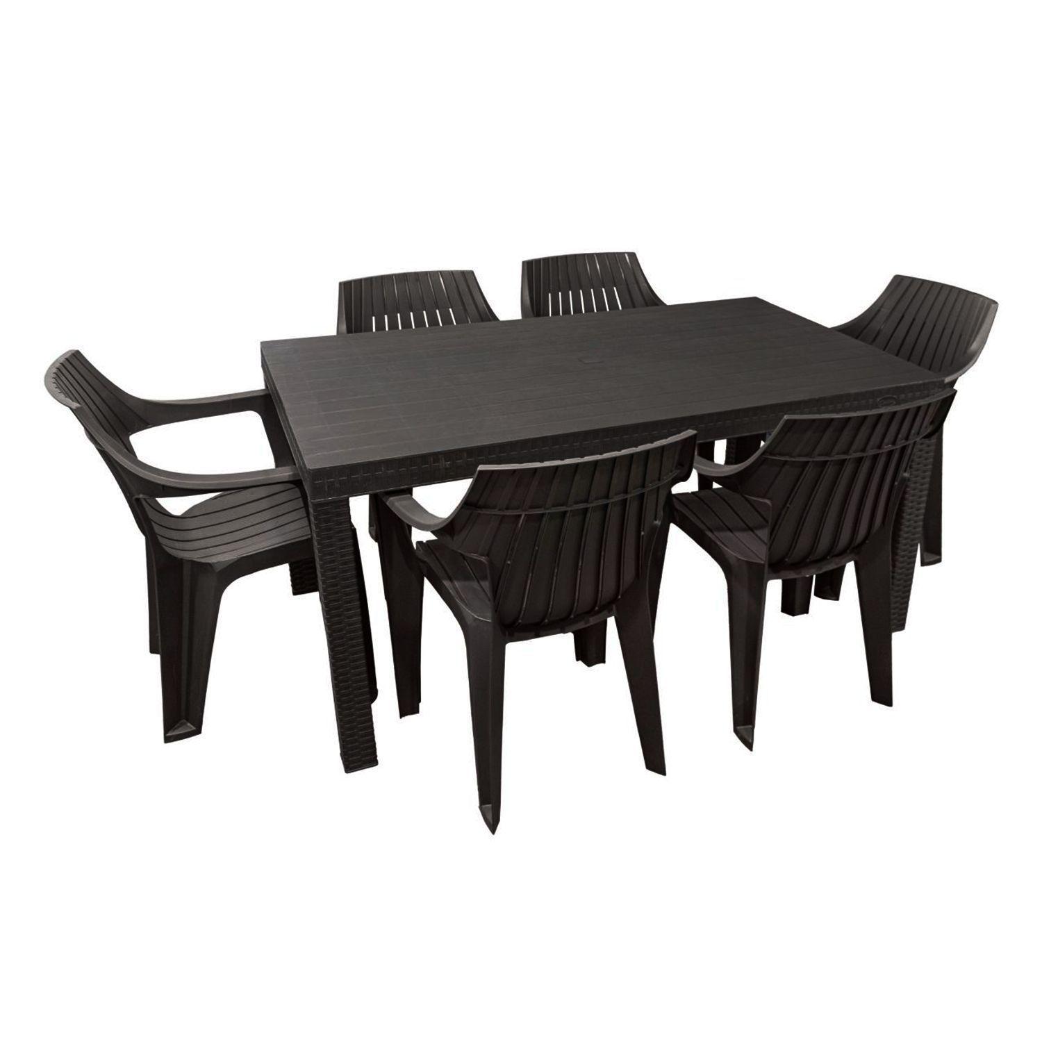 Juego de Comedor Terraza Macao Chocolate 155x90 cm 6 Sillas-0